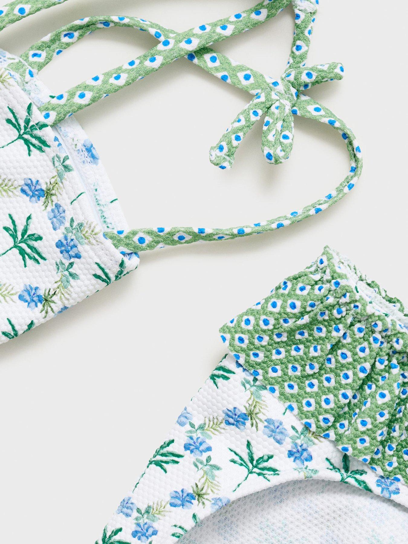 Image 4 of 5 of Mango Girls Palm Print Bikini - White