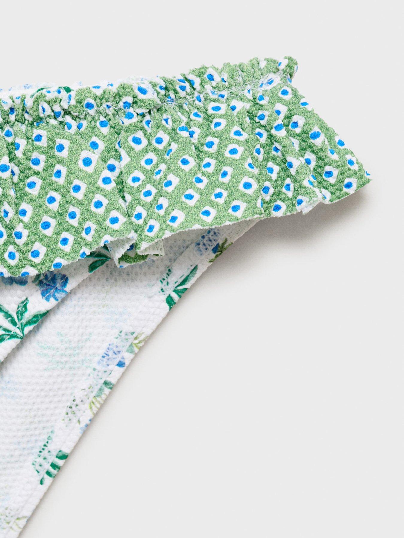 Image 5 of 5 of Mango Girls Palm Print Bikini - White