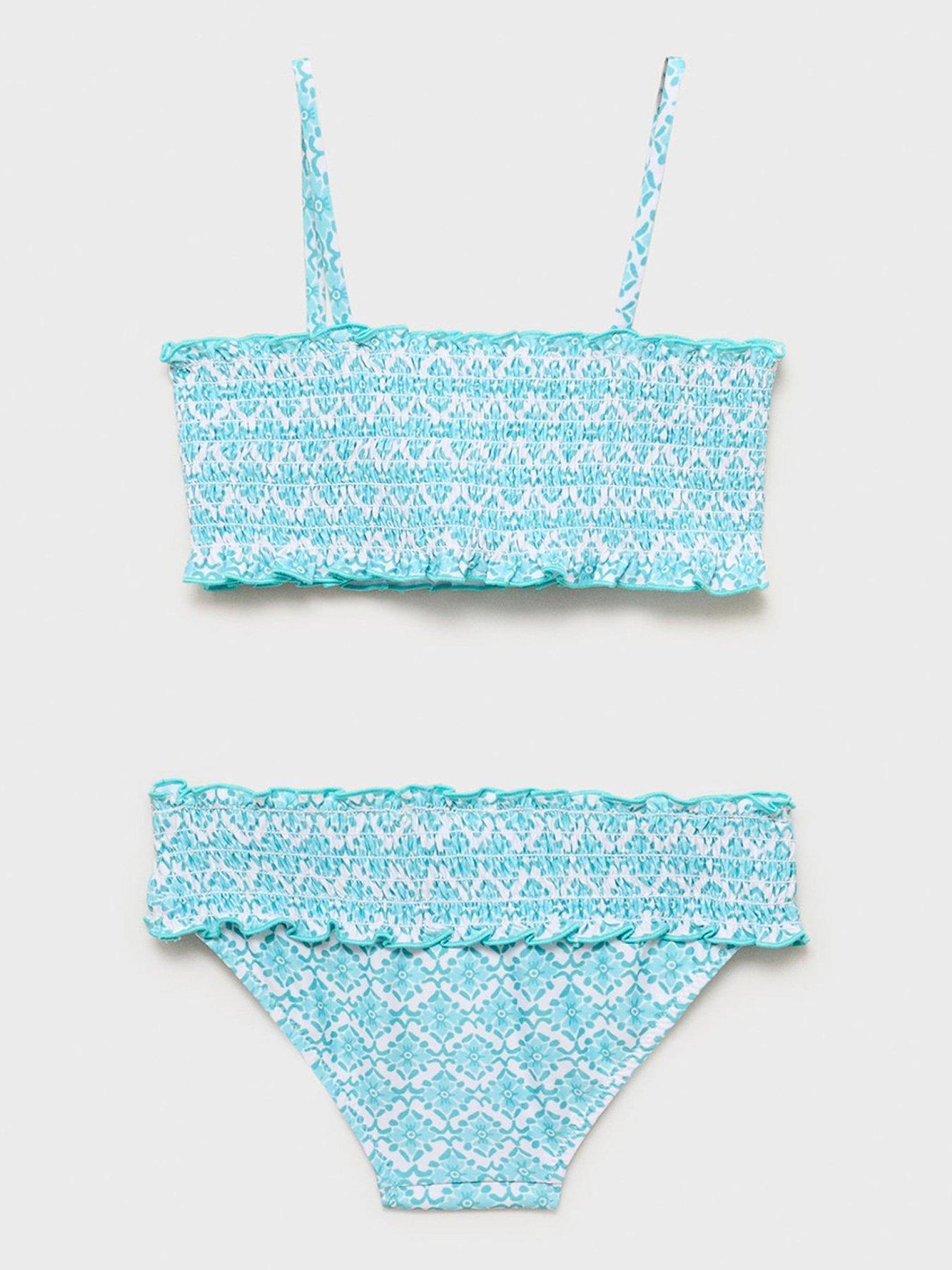 Image 2 of 3 of Mango Girls Shirred Bikini Set - Green