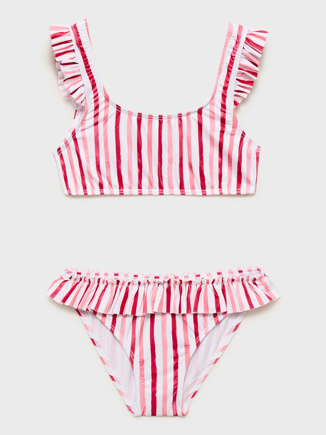 Image 1 of 4 of Mango Girls Stripe Bikini - Red