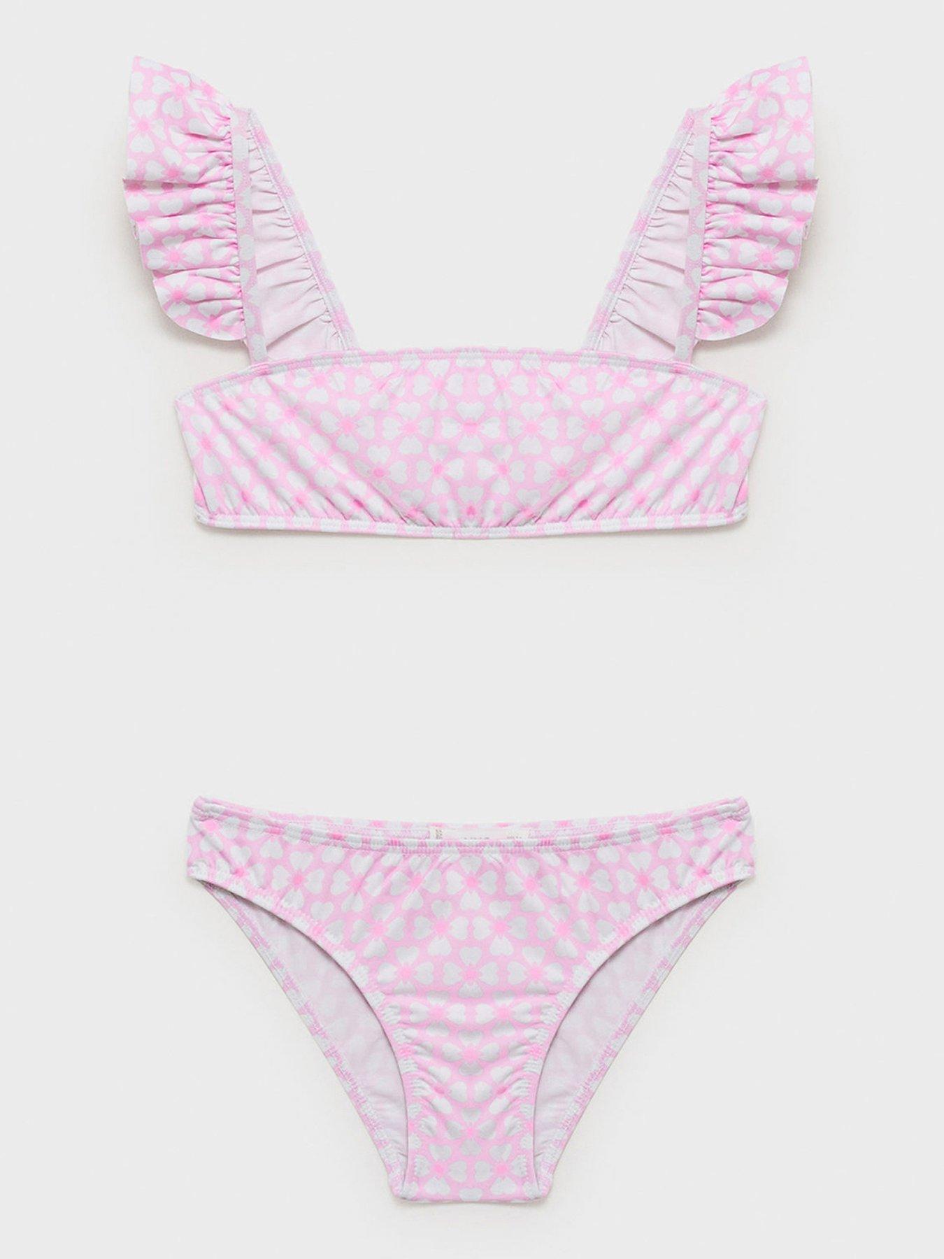 Image 1 of 4 of Mango Girls Flower Printed Bikini - Pink