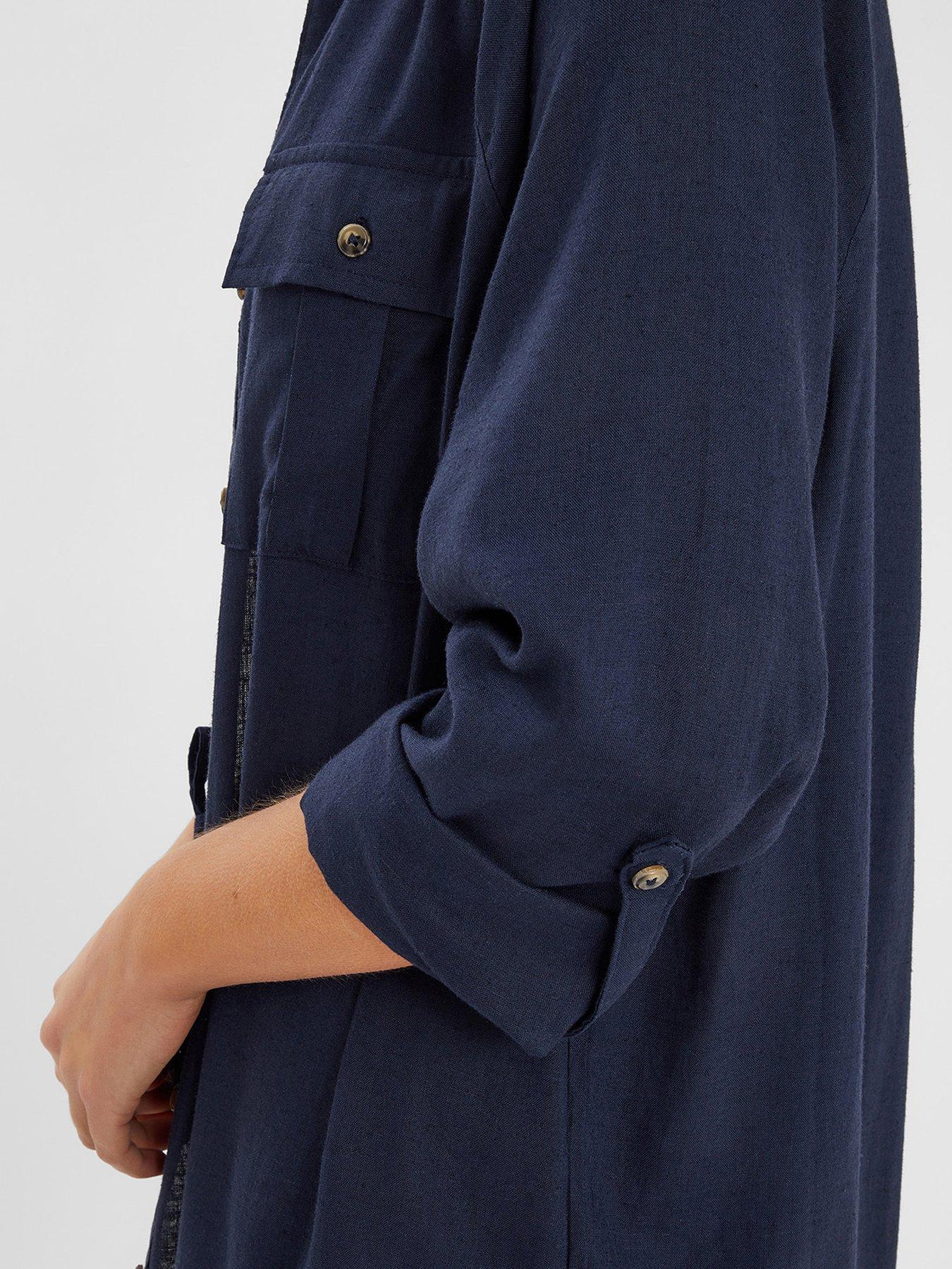 Image 4 of 4 of Accessorize Long Sleeve Beach Cover Up Shirt - Navy