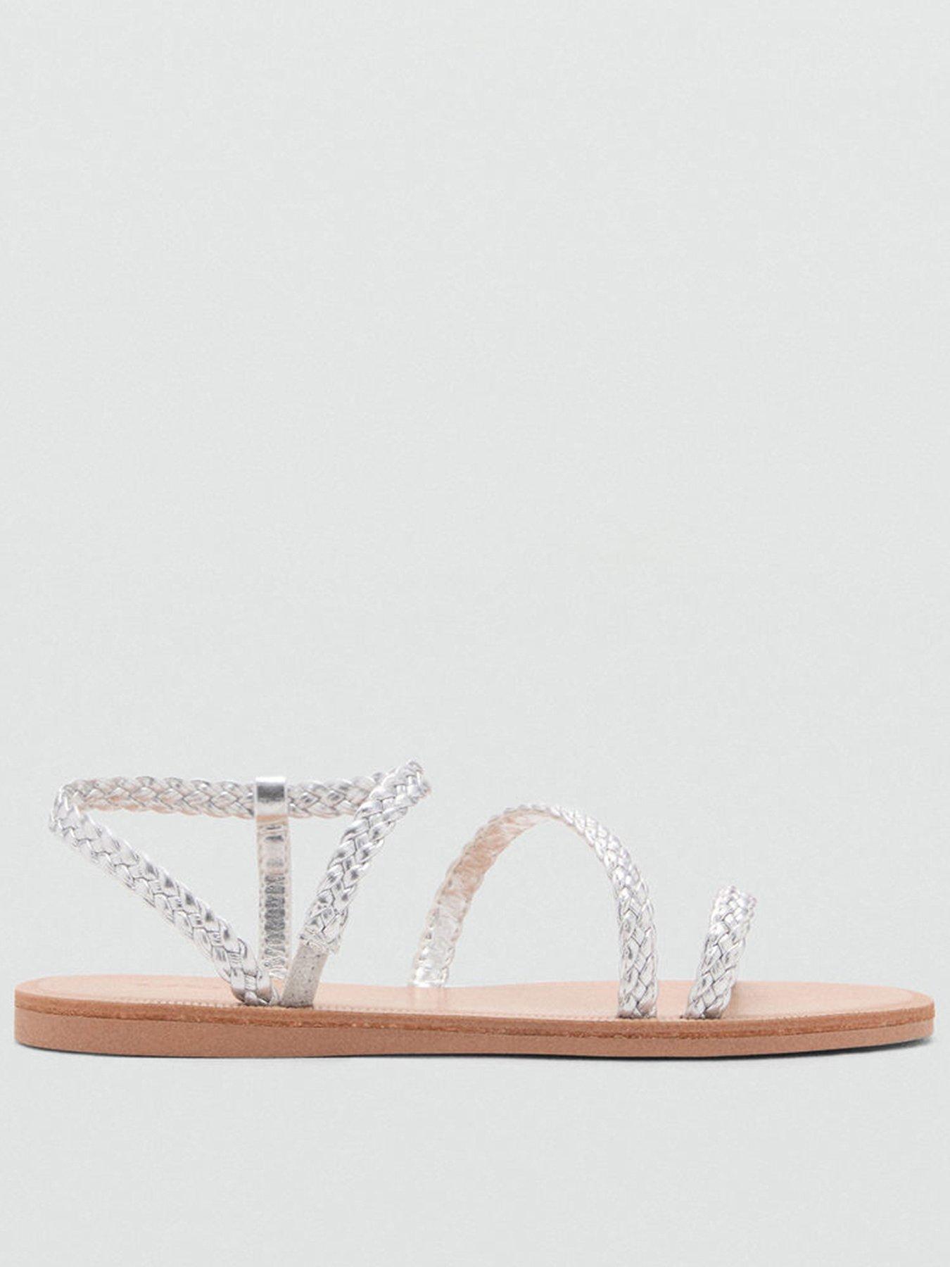Mango Girls Plaited Metallic Sandals - Silver