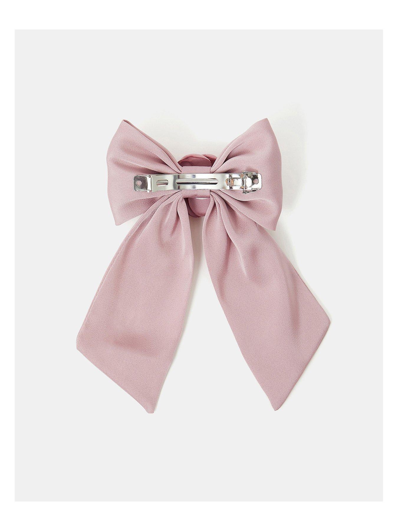 Image 3 of 4 of Accessorize Corsage Bow Barrette Hair Clip - Pink