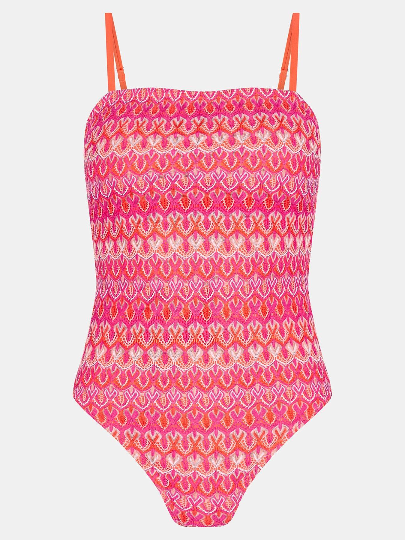 Image 3 of 4 of Accessorize Crochet Bandeau Swimsuit - Brights - Multi
