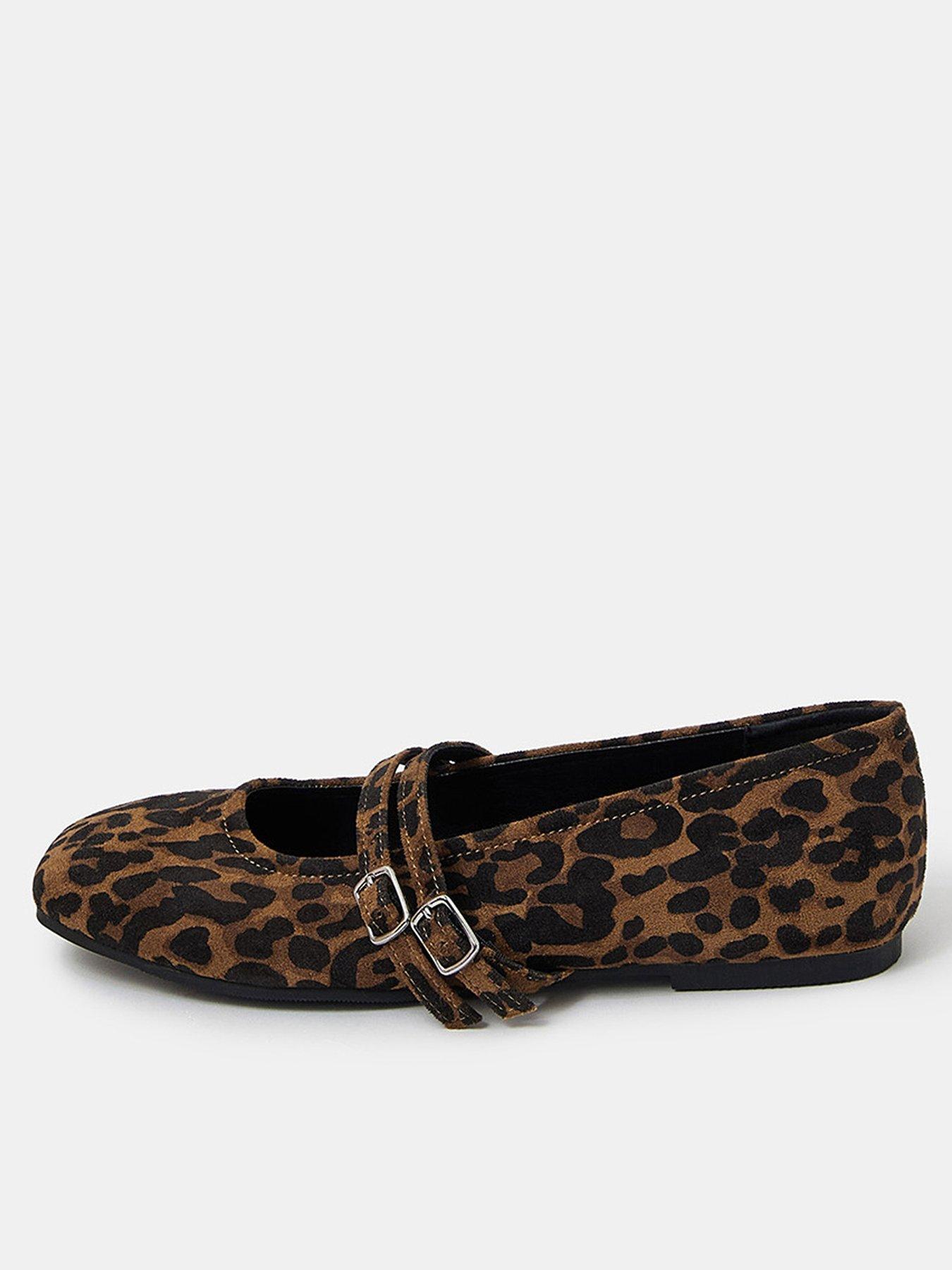 Accessorize Leopard Print Buckle Ballet Flats - Brown/Black