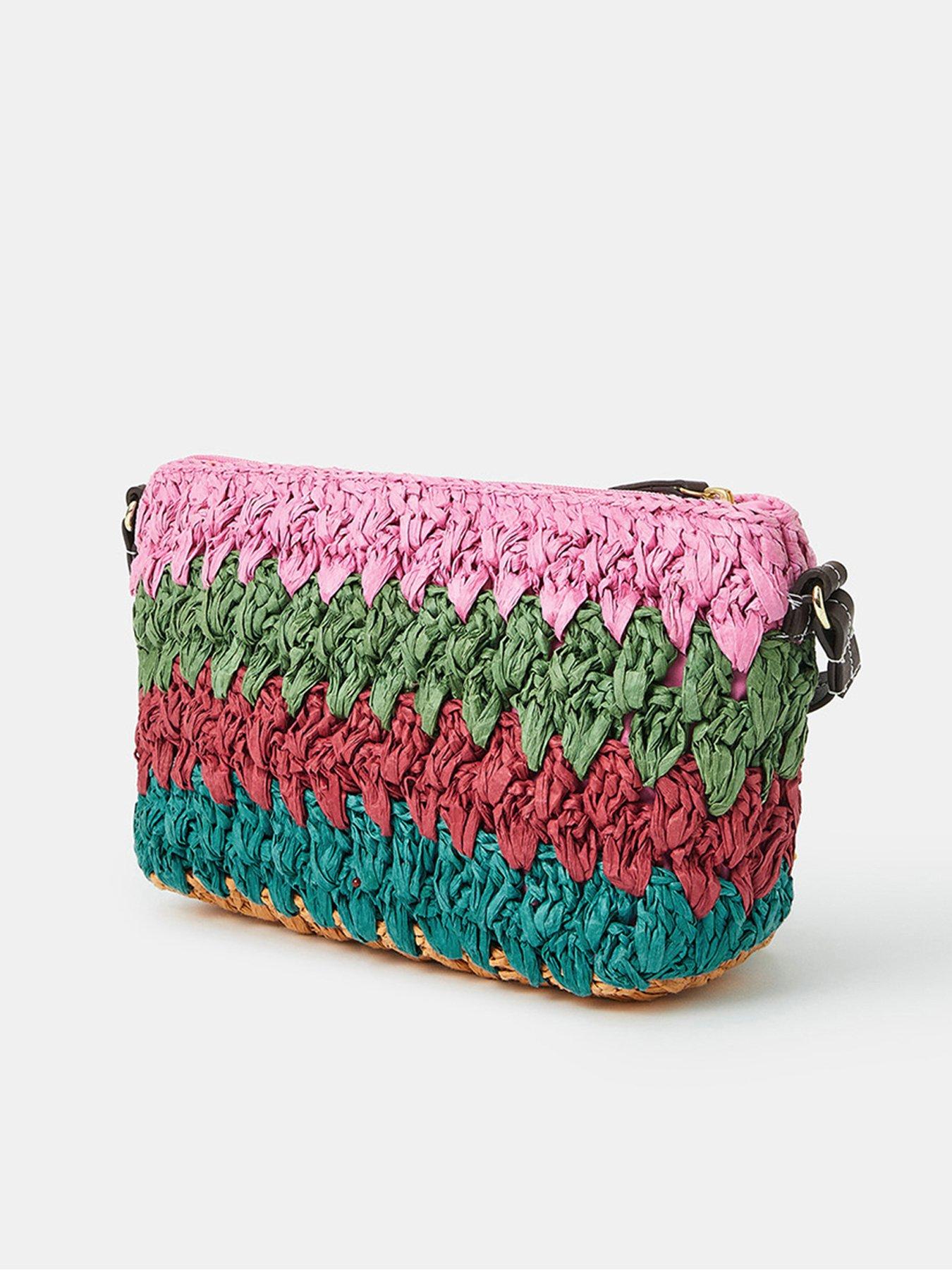 Image 3 of 5 of Accessorize Mix Woven Raffia Crossbody Bag - Multi