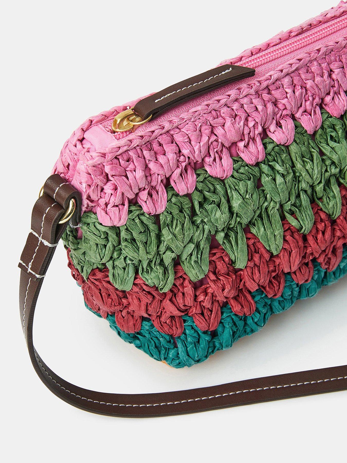 Image 4 of 5 of Accessorize Mix Woven Raffia Crossbody Bag - Multi