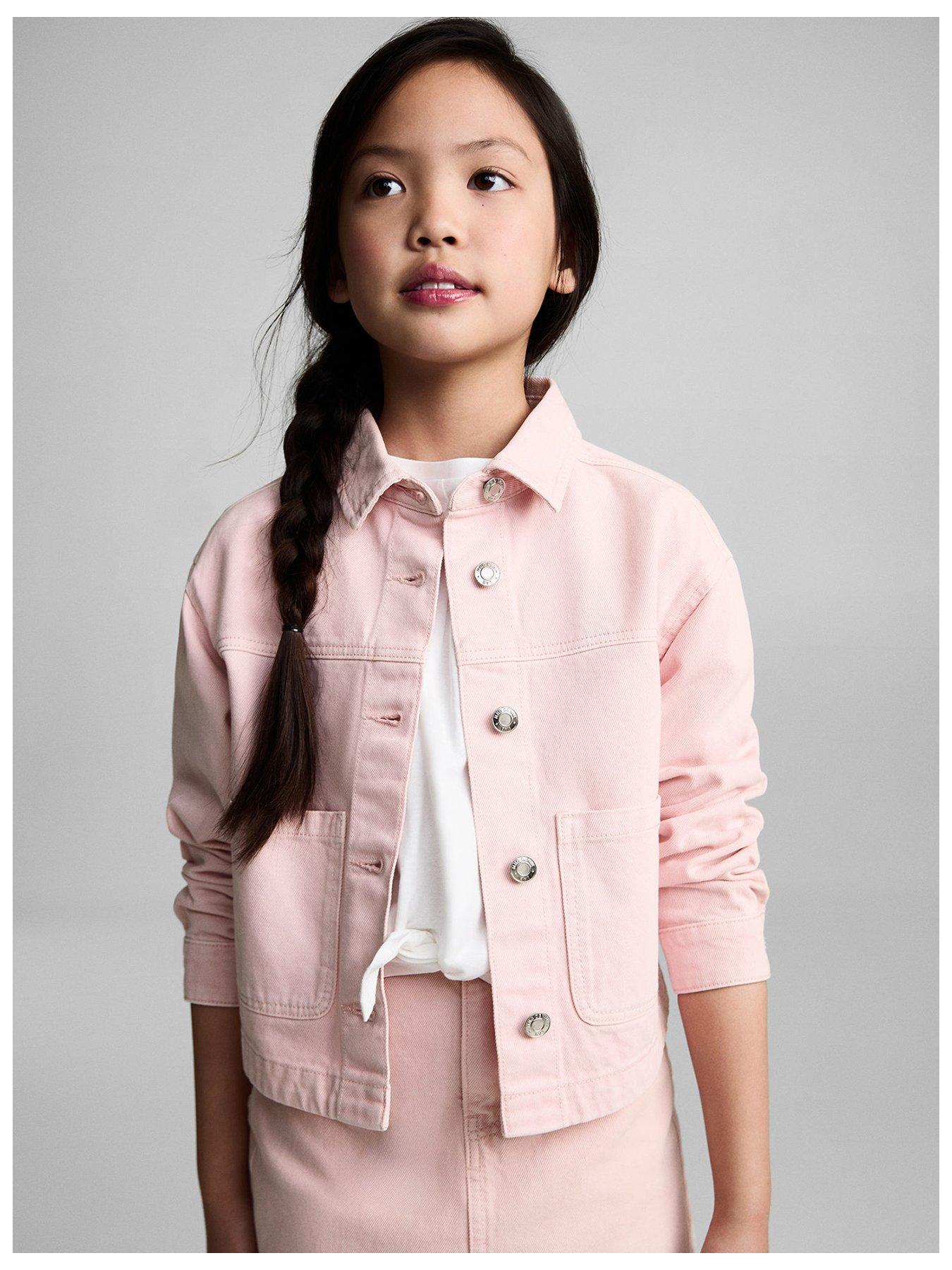 undefined Girls Sabina Co-Ord Denim Jacket - Pink