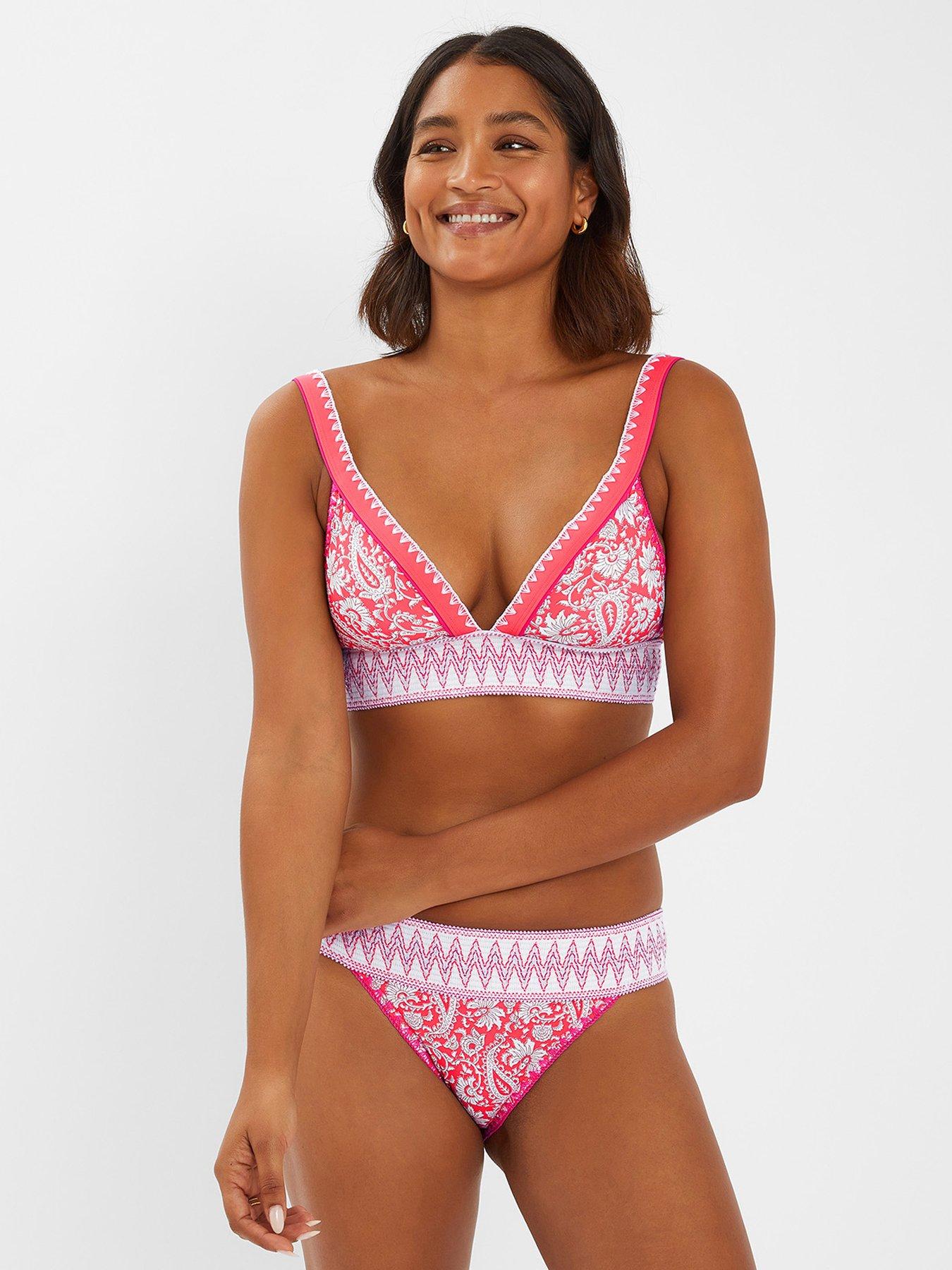 Image 1 of 4 of Accessorize Paisley Shirred Band Bikini Top - Orange