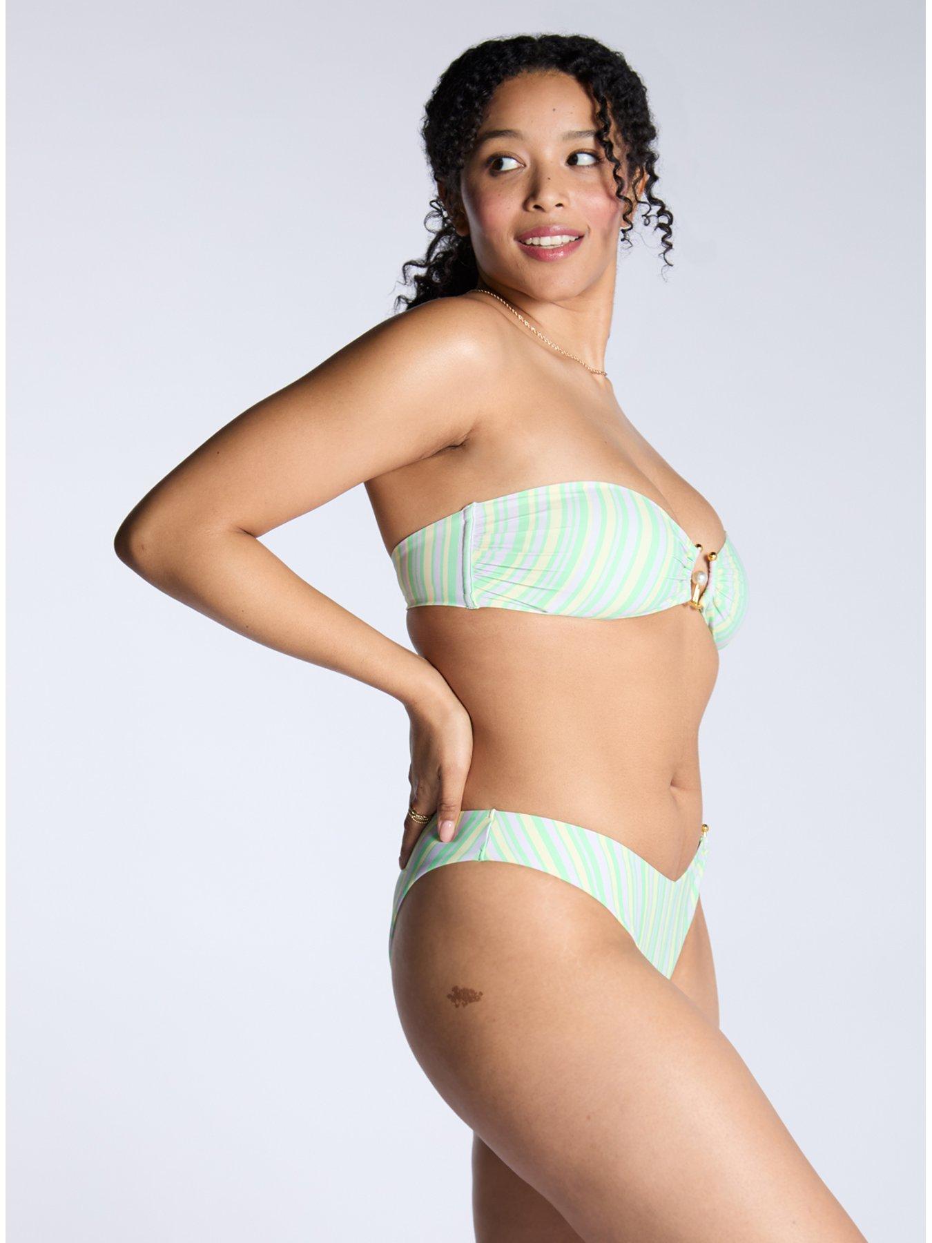 Image 2 of 4 of Boux Avenue Neapolitan Bandeau Bikini Top - Green Stripe