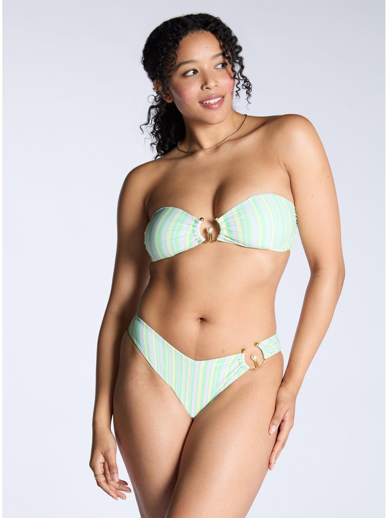 Image 3 of 4 of Boux Avenue Neapolitan Bandeau Bikini Top - Green Stripe