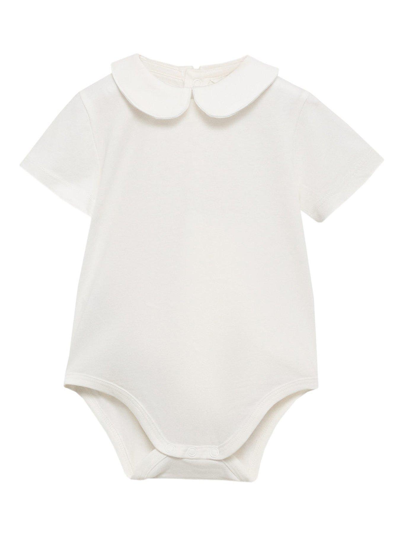 Image 1 of 4 of Mango Baby Unisex Short Sleeve Bodysuit - Light Cream