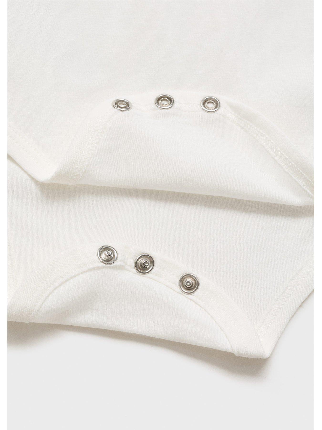 Image 4 of 4 of Mango Baby Unisex Short Sleeve Bodysuit - Light Cream