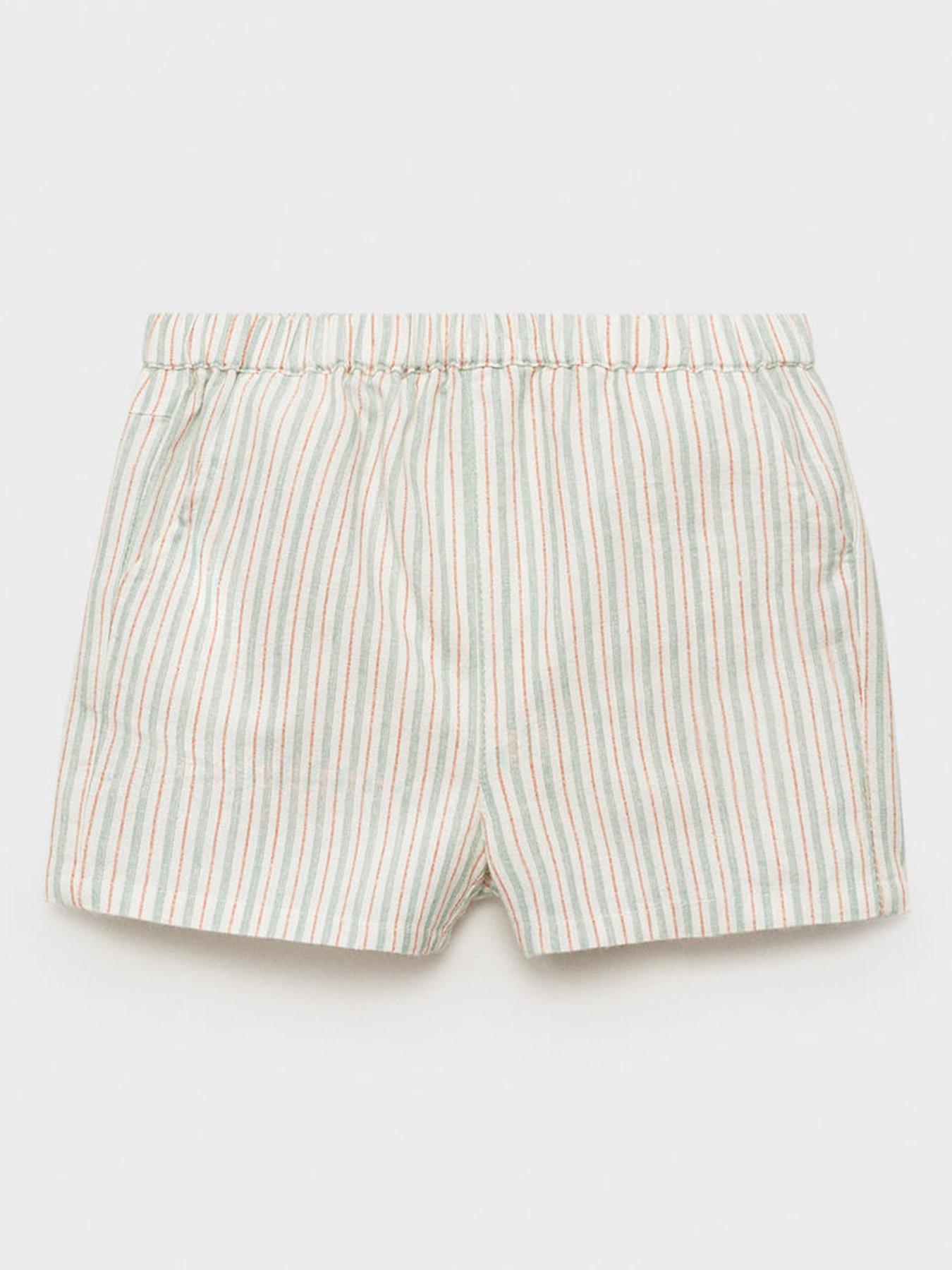 Mango Baby Unisex Stripe Shorts - Light Cream