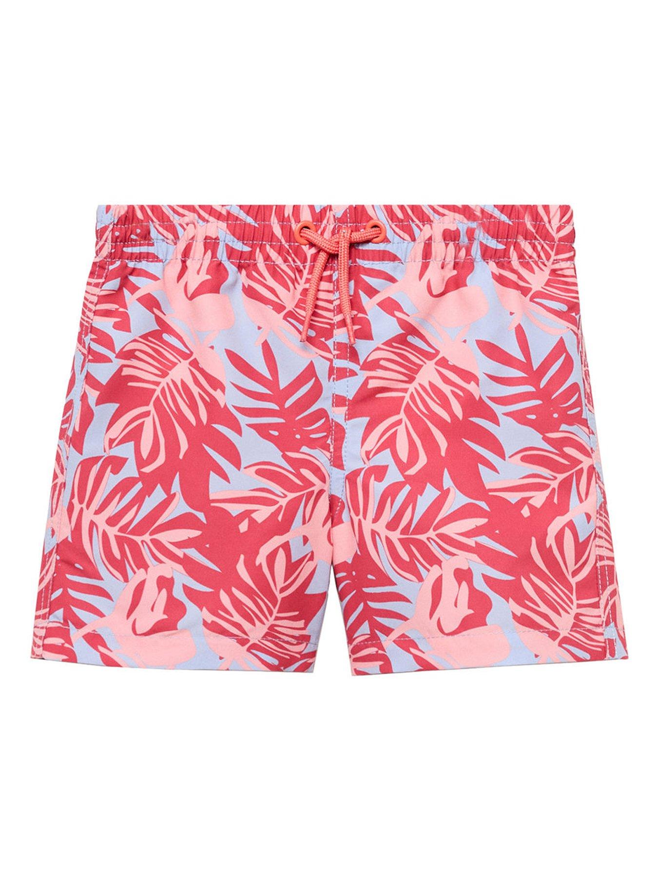 Mango Younger Boys Leaf Print Swimshorts - Pink