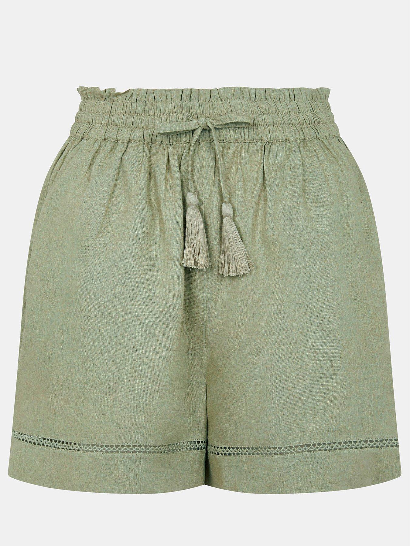 Image 3 of 4 of Accessorize High Waist Beach Shorts - Green