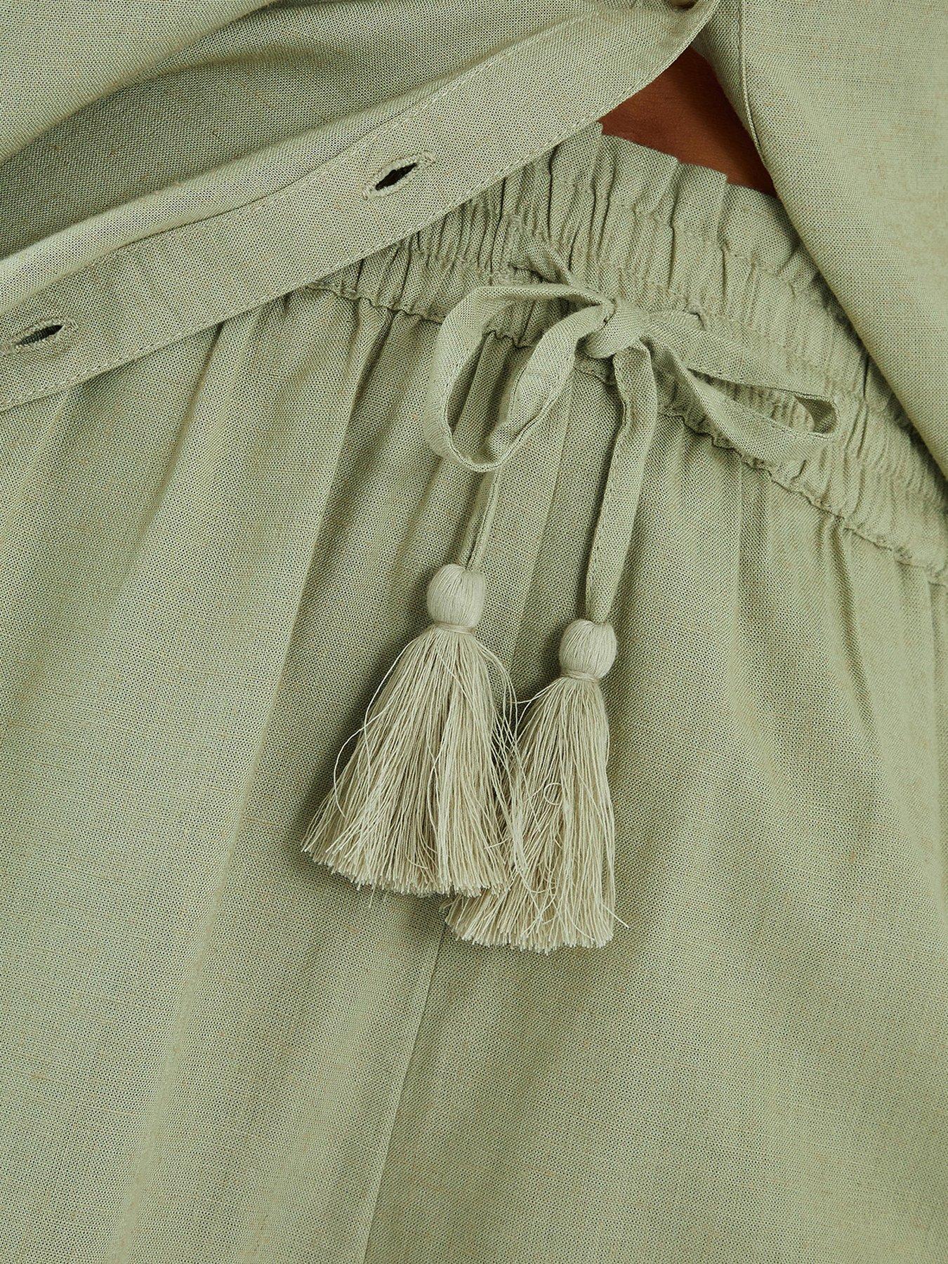 Image 4 of 4 of Accessorize High Waist Beach Shorts - Green