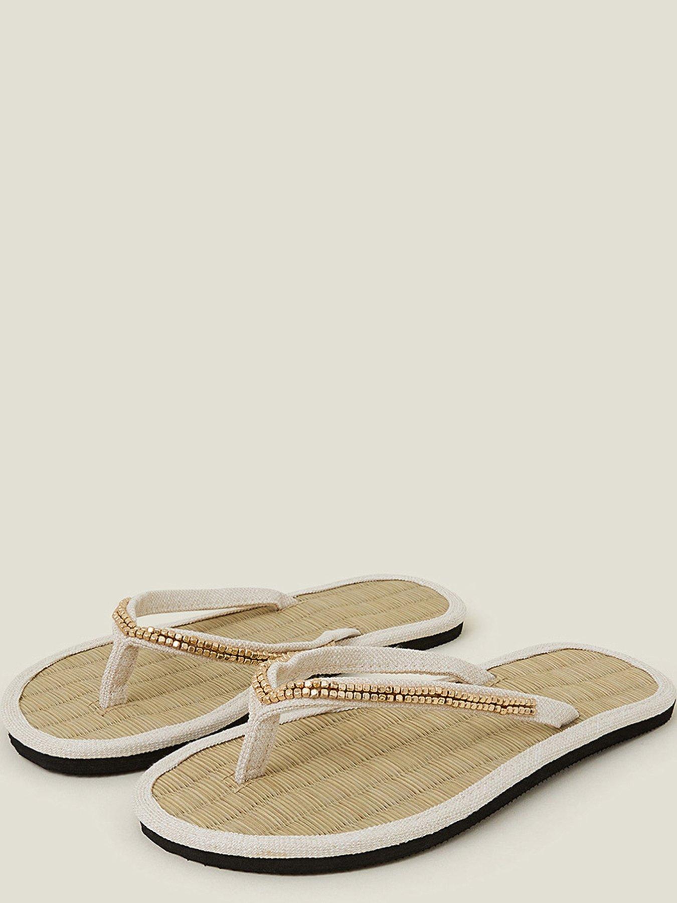 Image 3 of 4 of Accessorize Layered Pearl Gold Seagrass Sandal - Cream