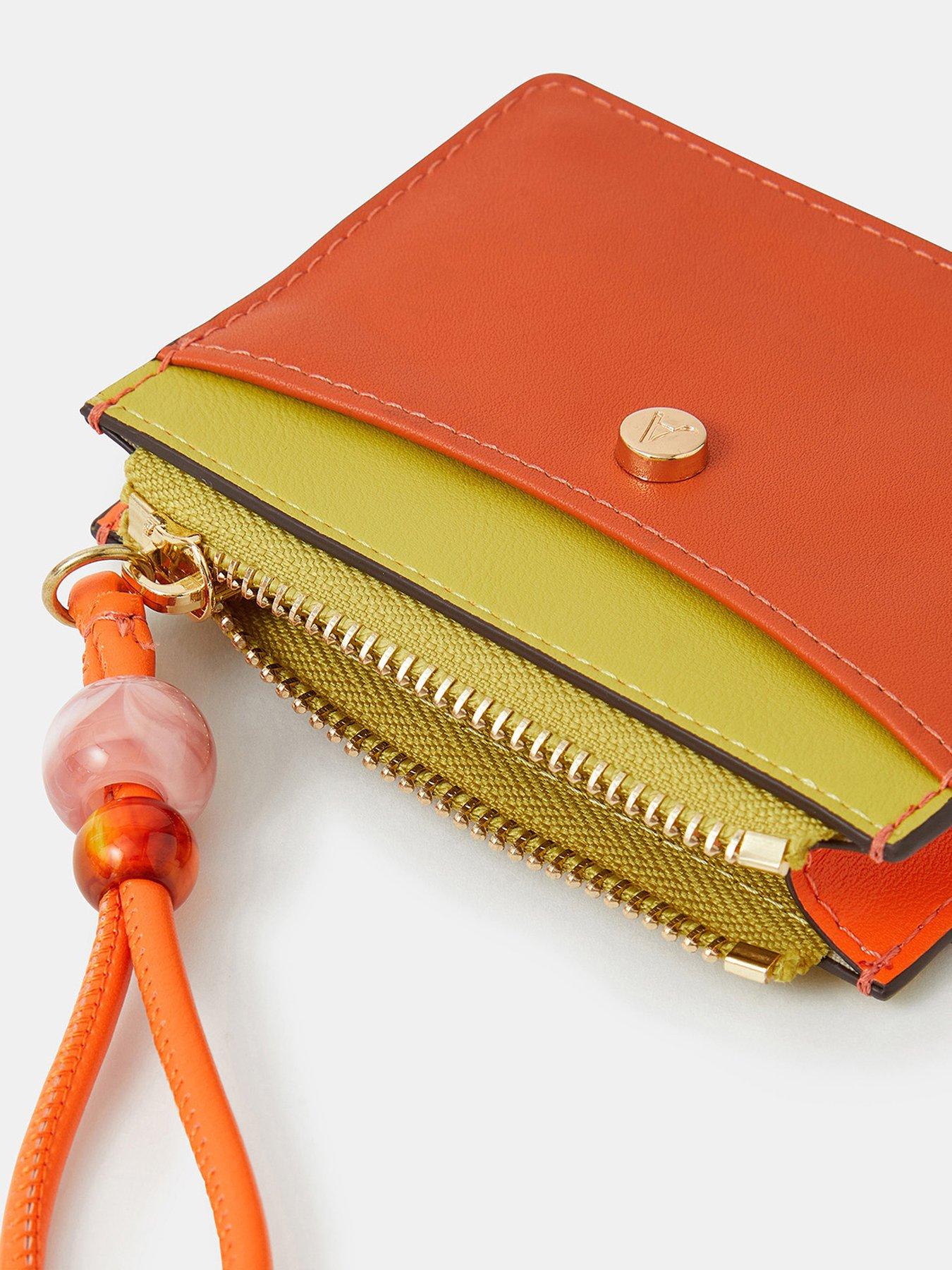 Image 3 of 3 of Accessorize Colourblock Bead Purse - Orange