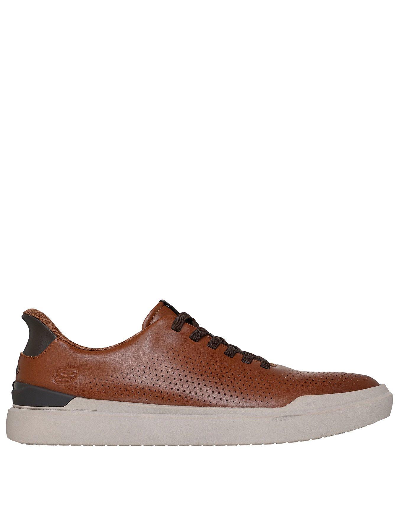 Skechers Owen Slip- Ins Perforated Bungee Trainers- Brown