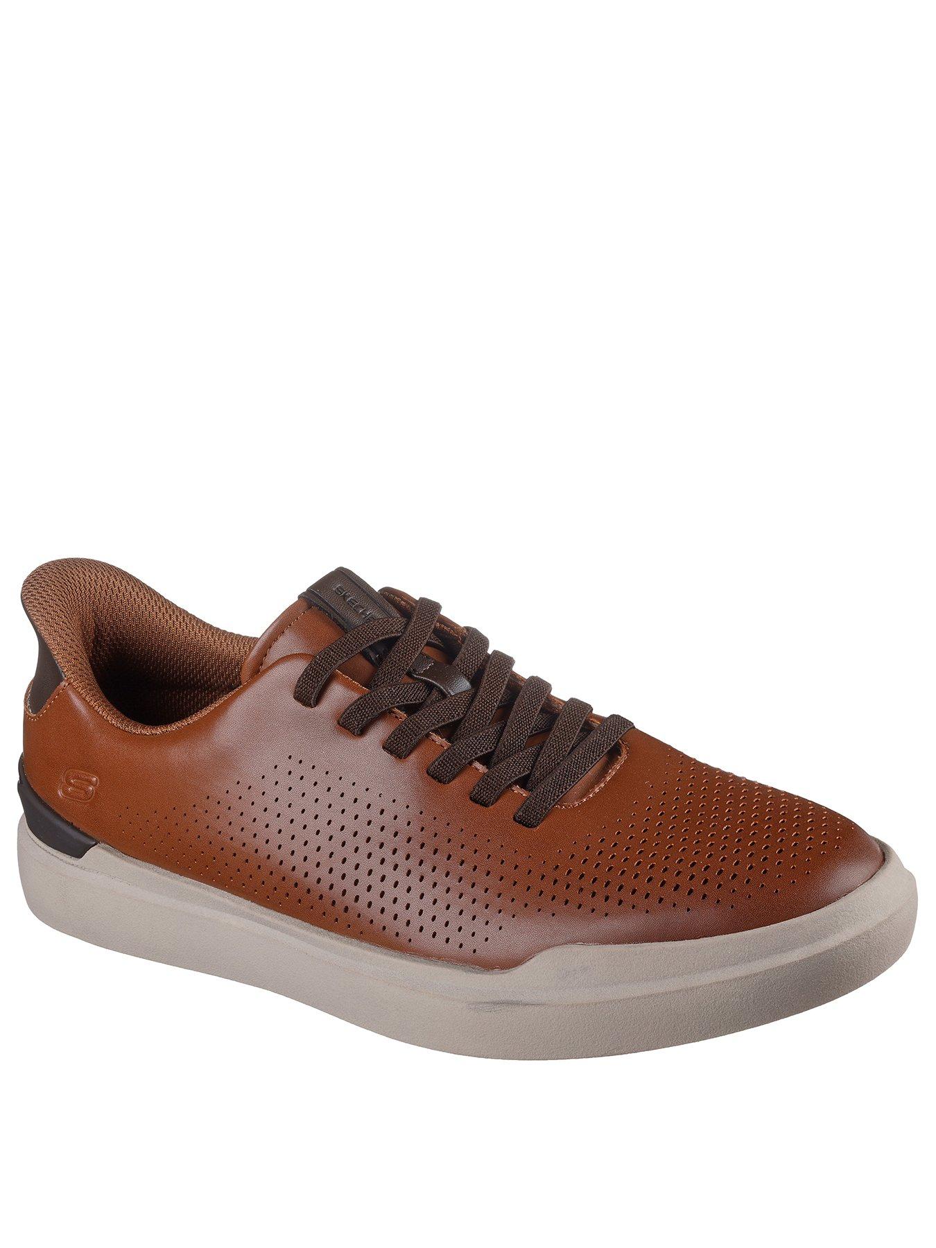 skechers-owen-slip--ins-perforated-bungee-trainers--brownstillFront