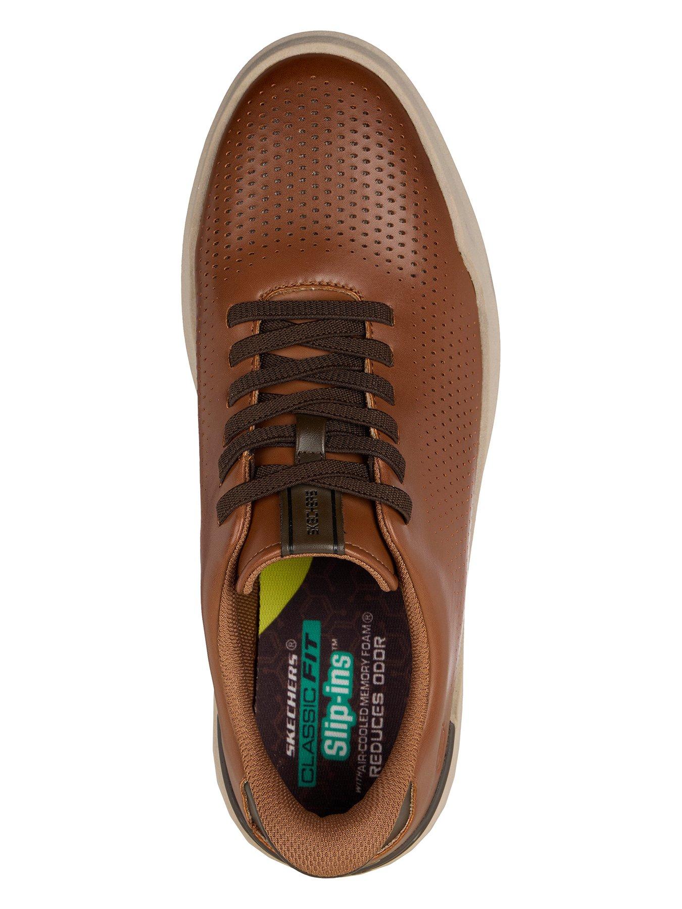 skechers-owen-slip--ins-perforated-bungee-trainers--brownoutfit
