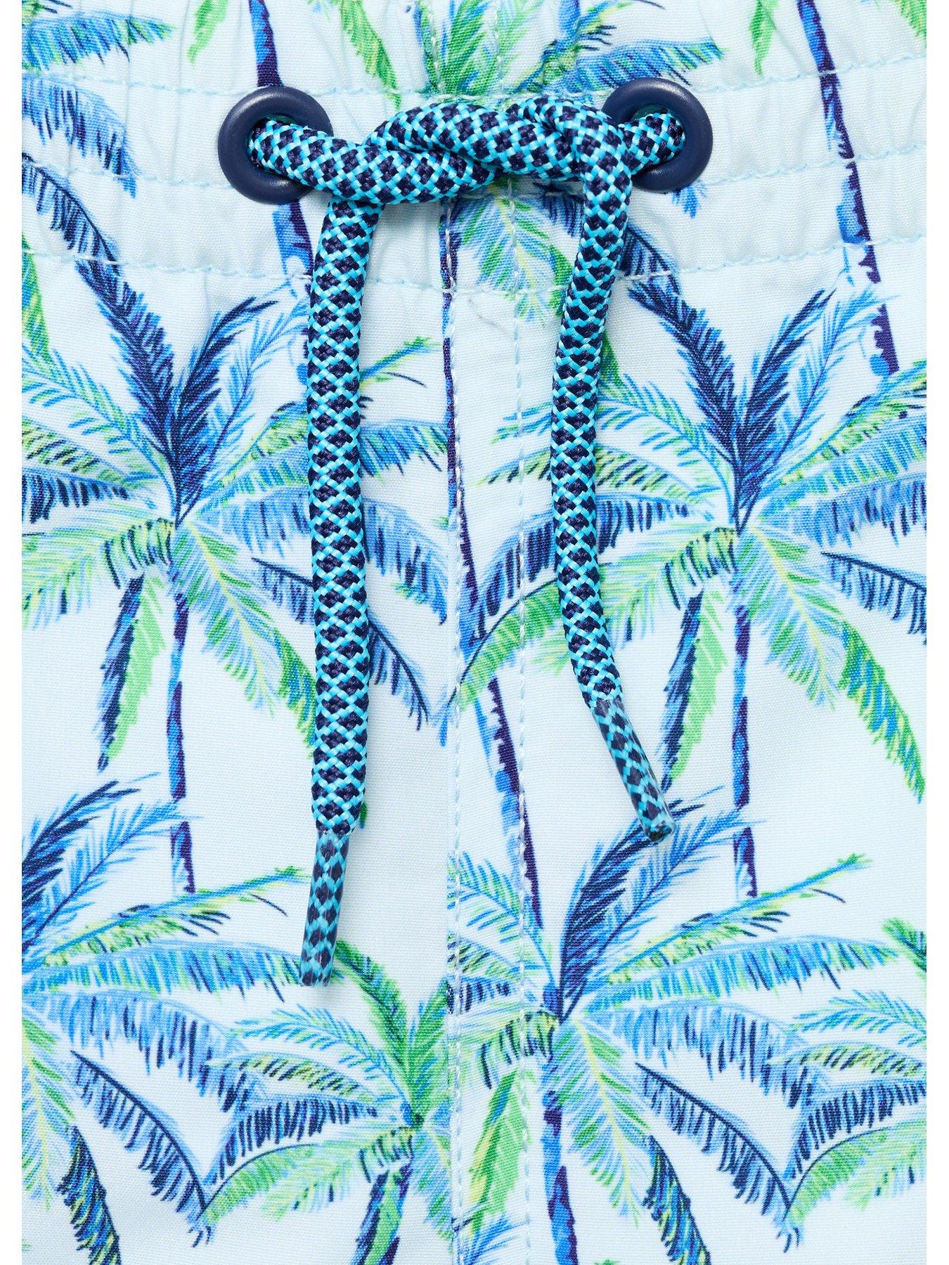 Image 3 of 4 of Mango Younger Boys Palm Tree Swimshorts - Blue