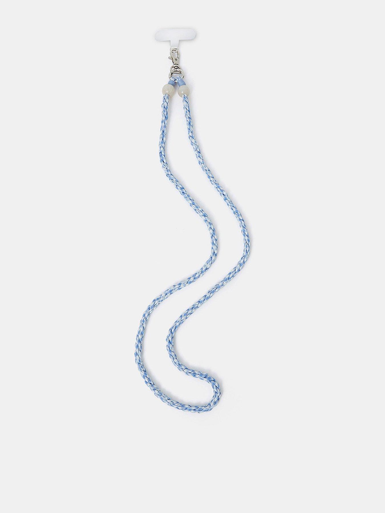 Image 1 of 3 of Accessorize Gingham Twisted Phone Strap - Blue