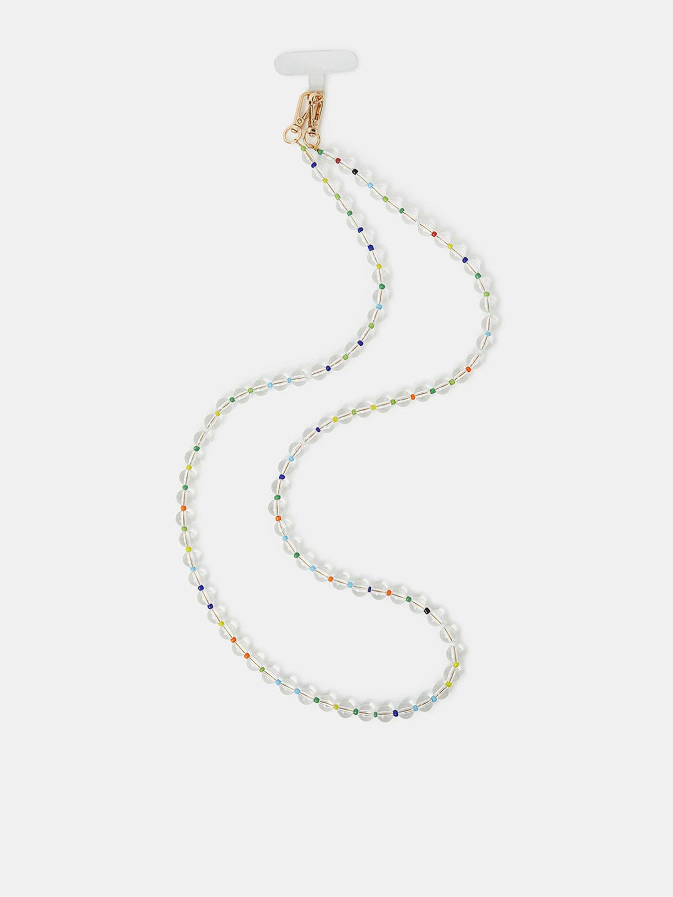 Image of Accessorize Clear Bead Phone Strap - Brights Multi