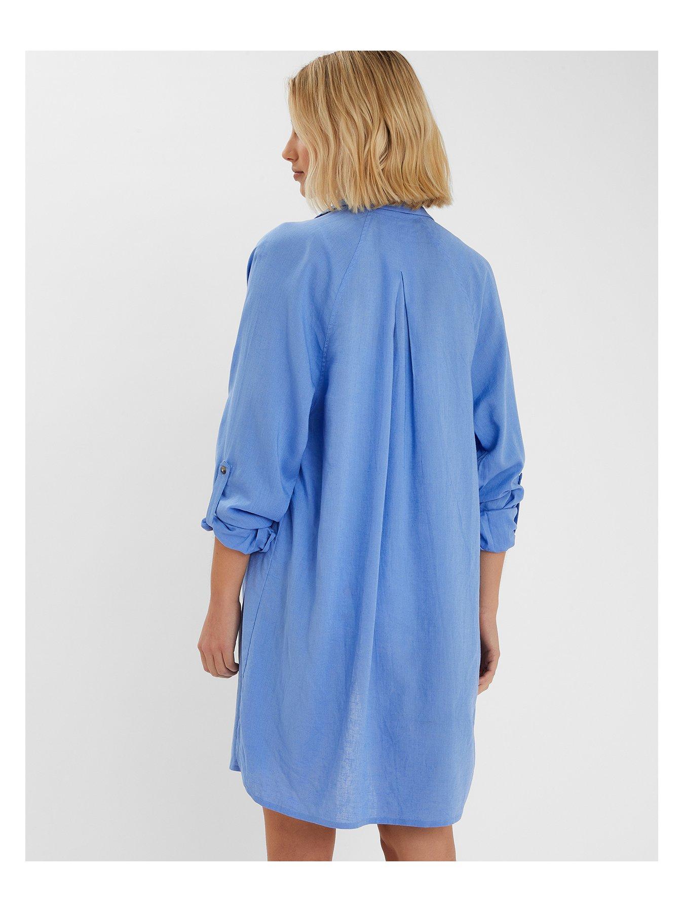 Image 2 of 4 of Accessorize Long Sleeve Beach Shirt - Pale Blue