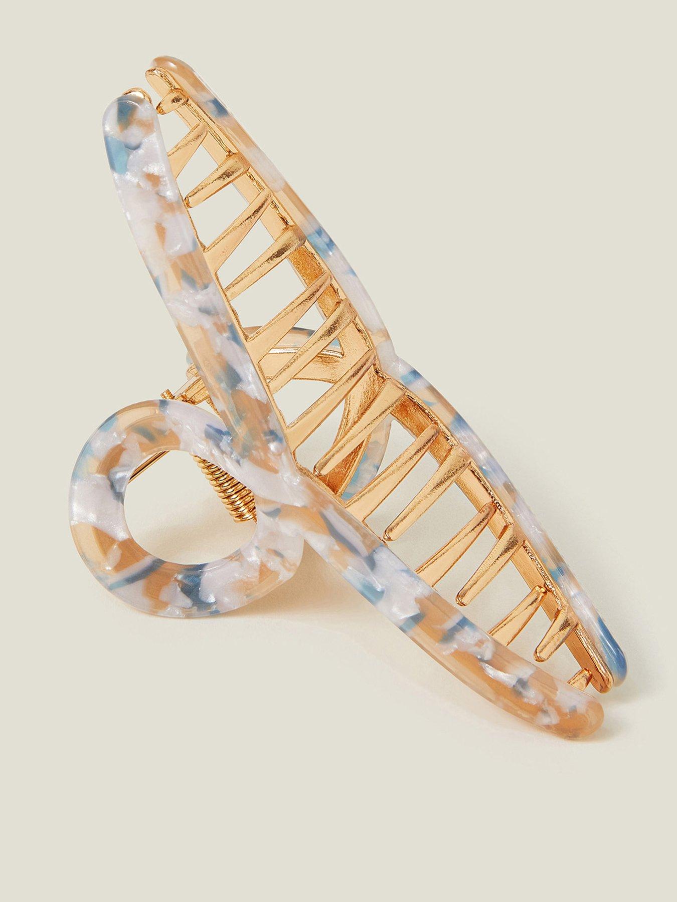 Image 3 of 3 of Accessorize Twist Metal Resin Claw Clip - Blue