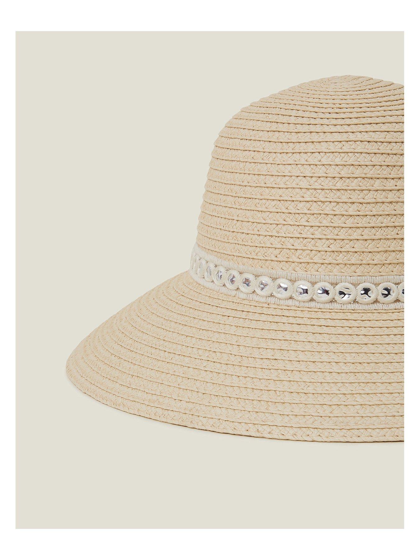Image 2 of 2 of Accessorize Embroidered Straw Sun Hat - Natural