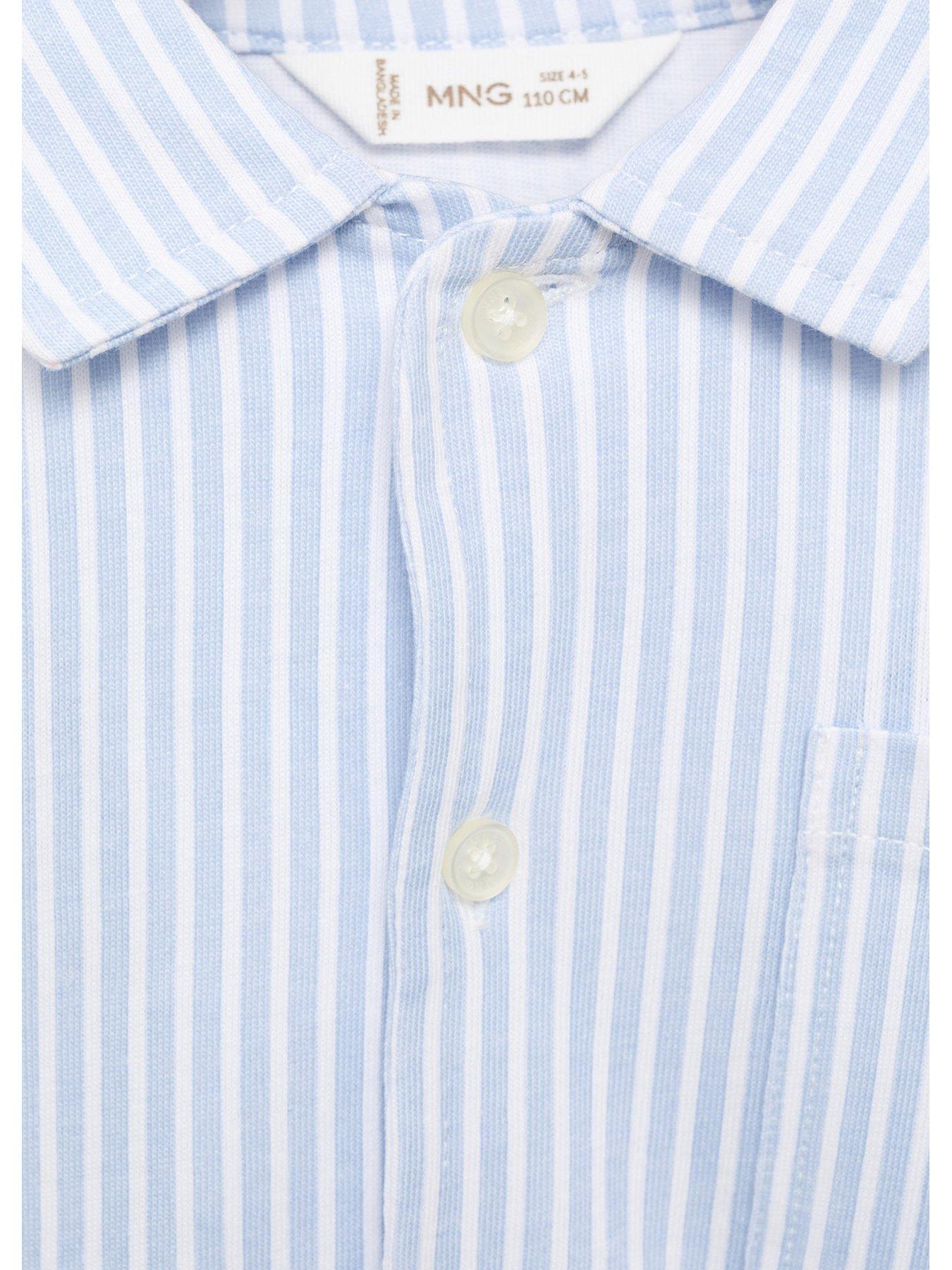 Image 4 of 4 of Mango Younger Boys Stripe Button Through Shorty Pyjamas - Blue