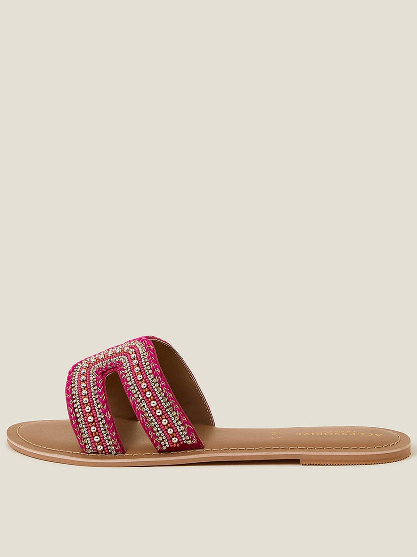 Image 1 of 4 of Accessorize Bella Embellished Cut Out Sandal - Pink