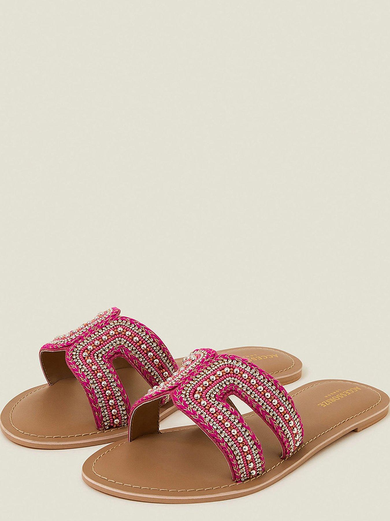 Image 3 of 4 of Accessorize Bella Embellished Cut Out Sandal - Pink