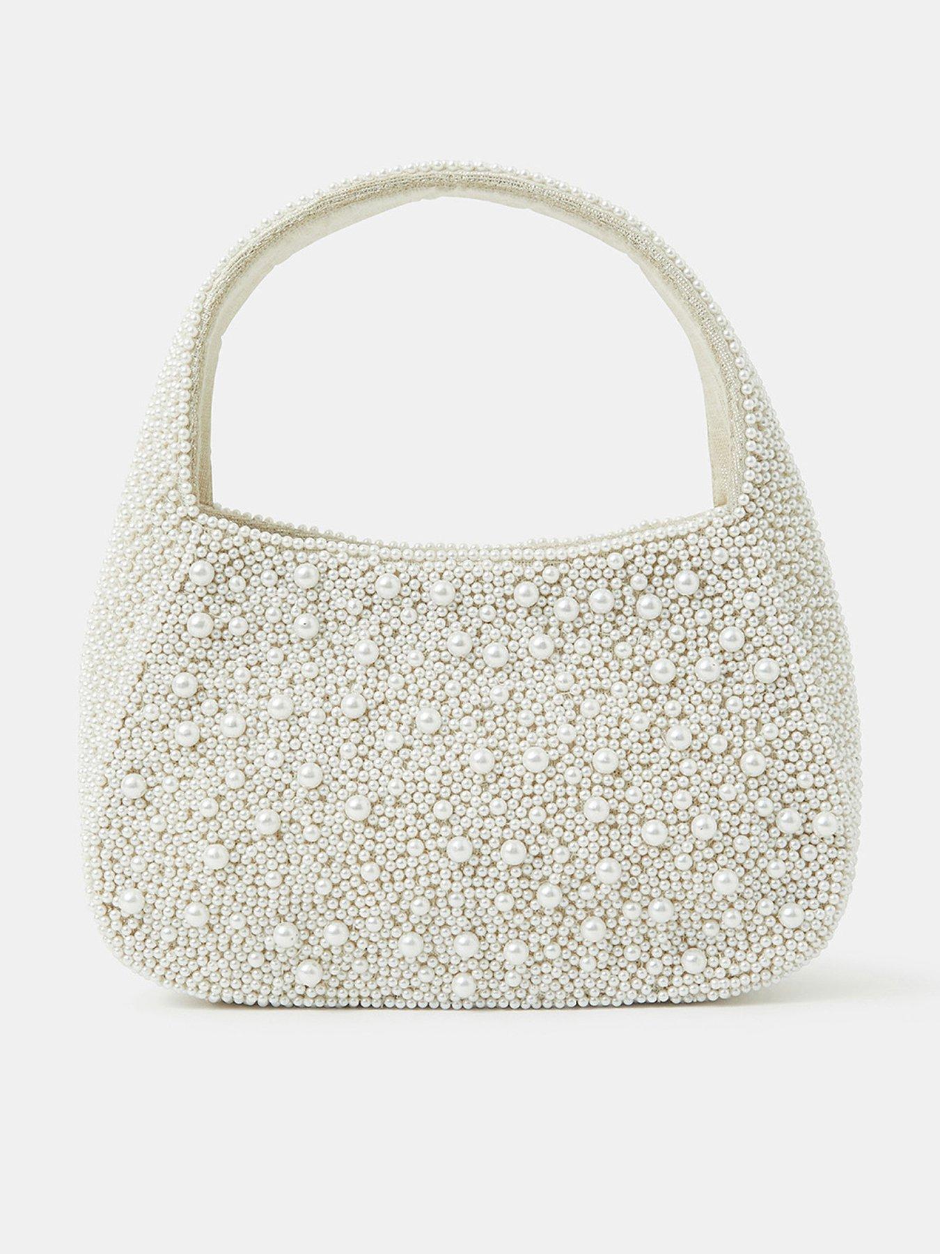 Image 1 of 5 of Accessorize Pearl Handheld Bag - Ivory