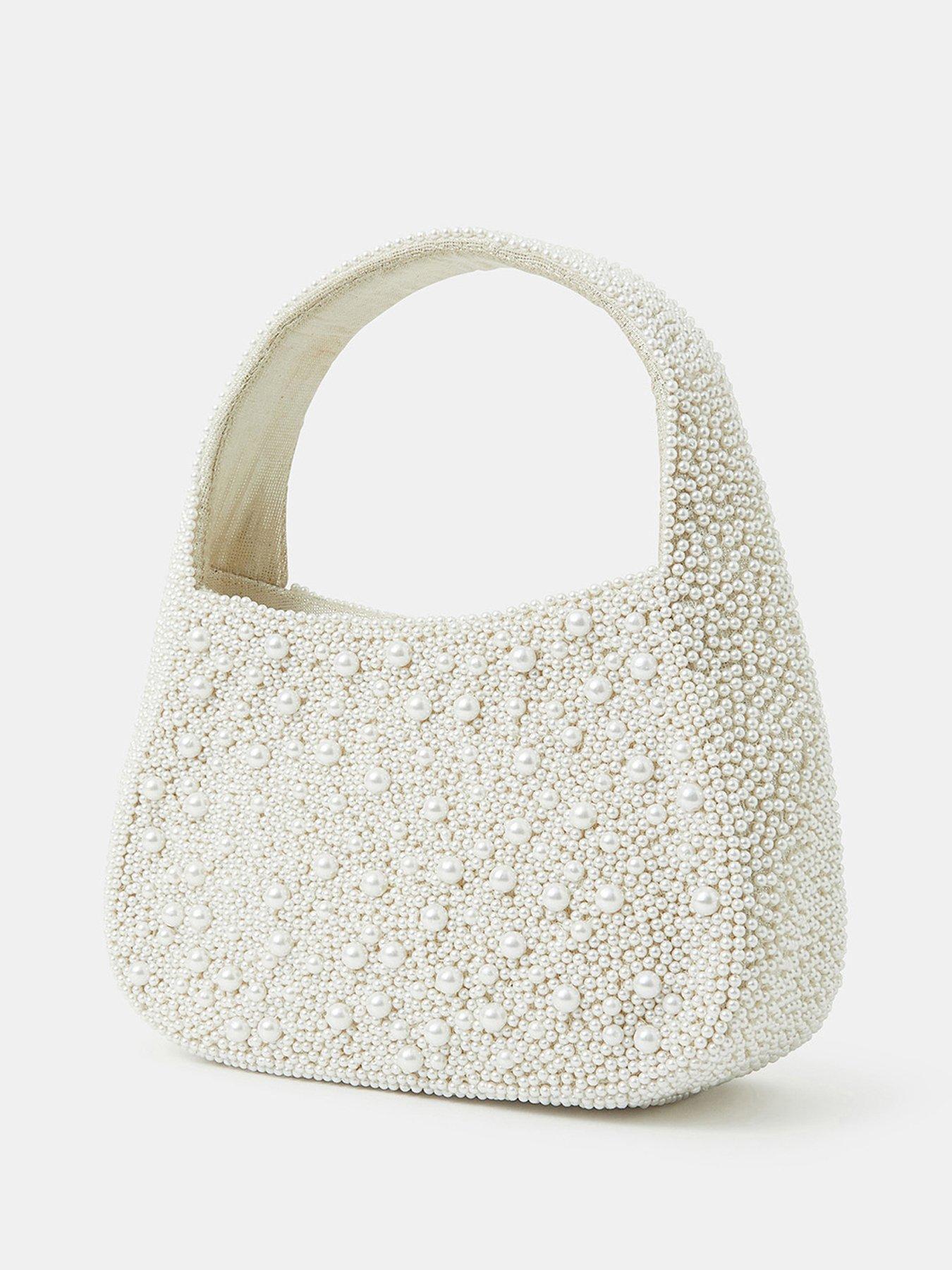 Image 3 of 5 of Accessorize Pearl Handheld Bag - Ivory
