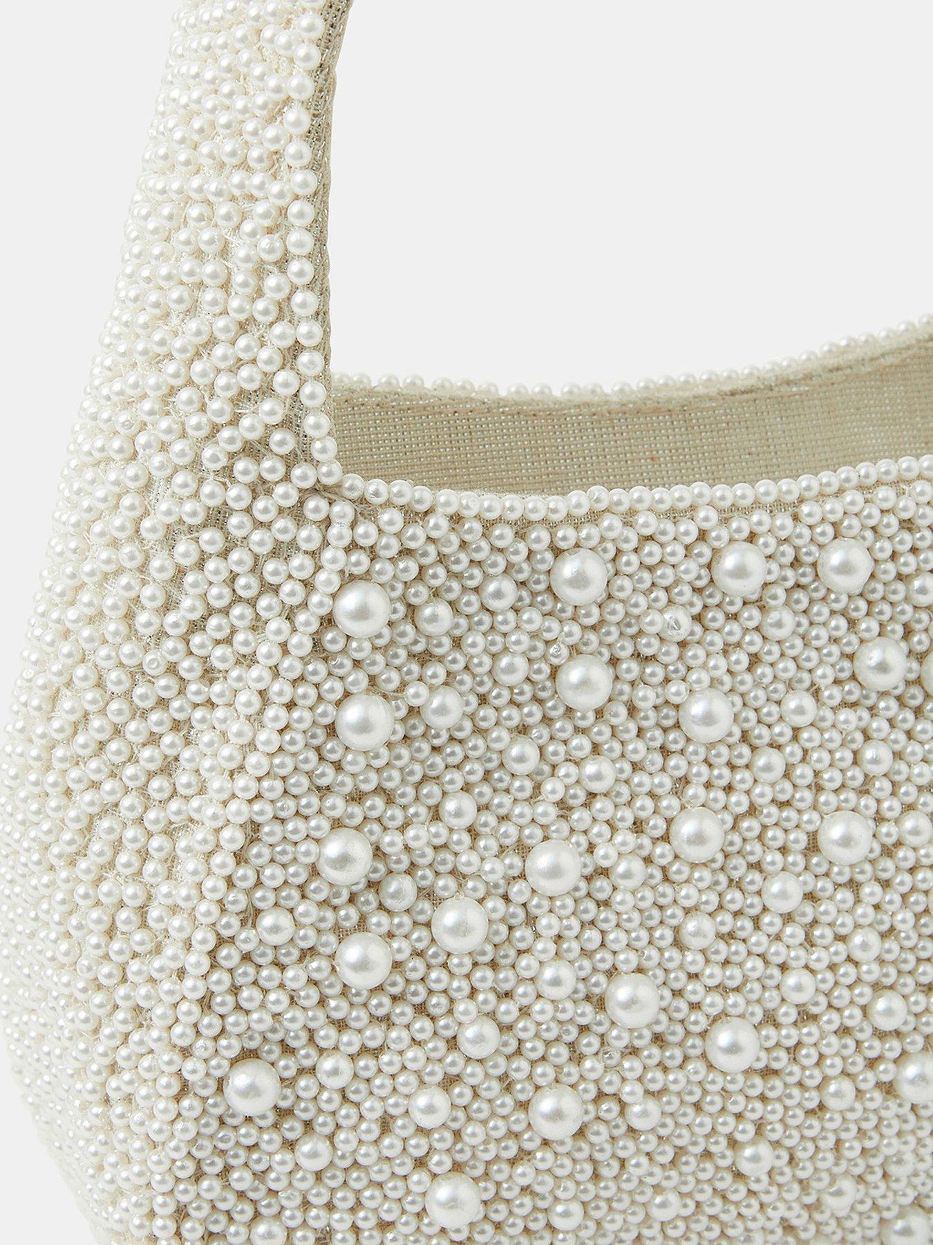 Image 4 of 5 of Accessorize Pearl Handheld Bag - Ivory