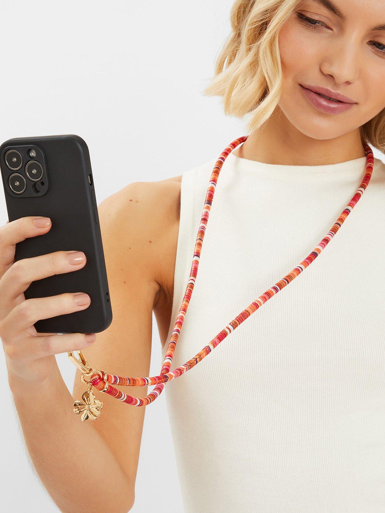 Image 2 of 3 of Accessorize Flower Charm Cord Phone Strap - Brights