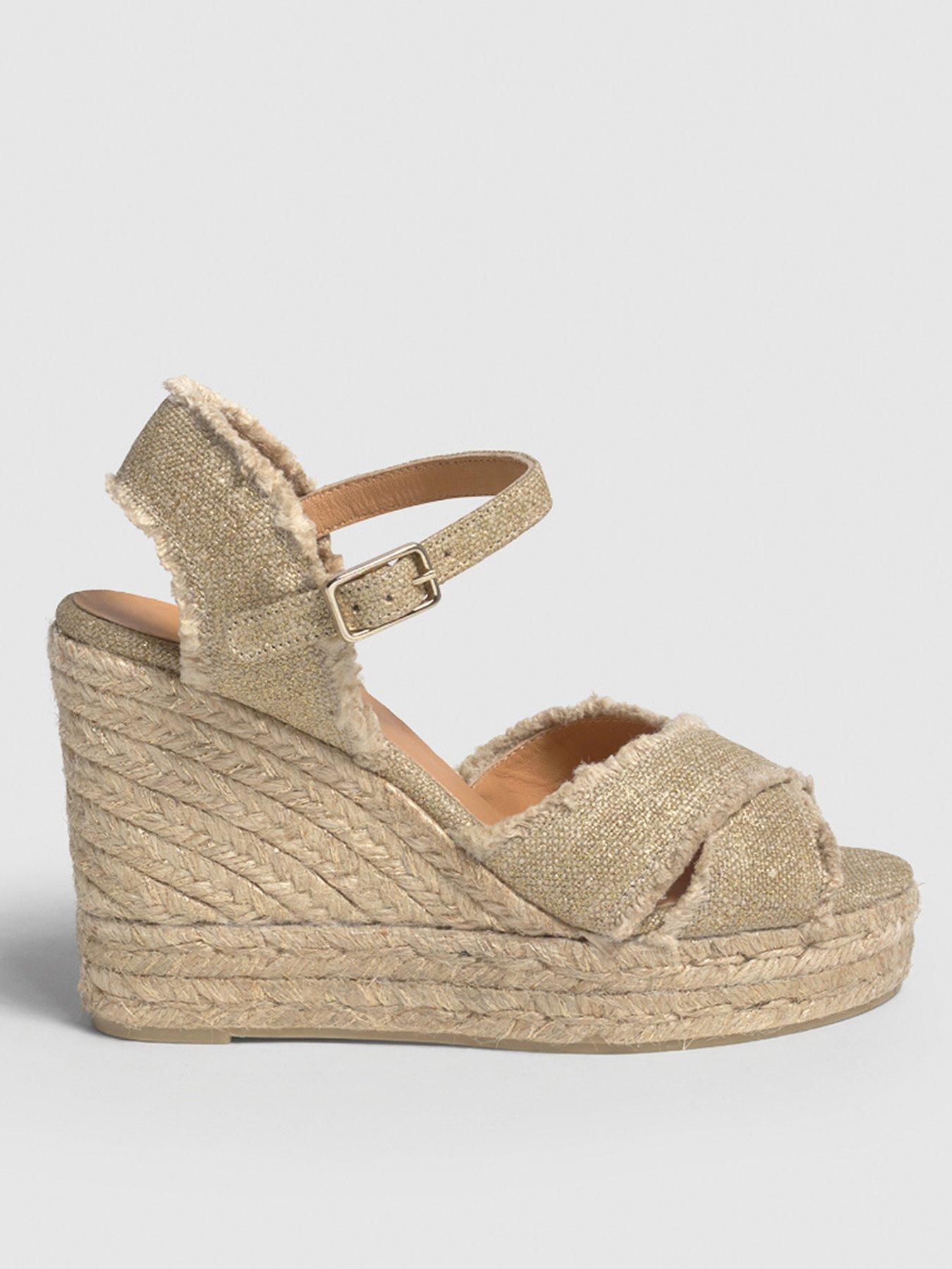 undefined Bromelia Open Toe Wedge Espadrille - Light Gold