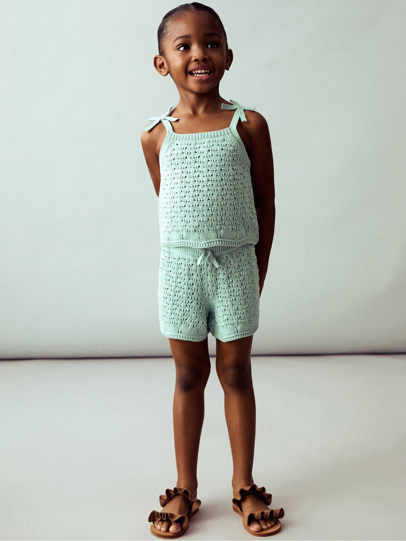 Mango Younger Girls Knitted Gili Co-Ord Shorts - Aqua
