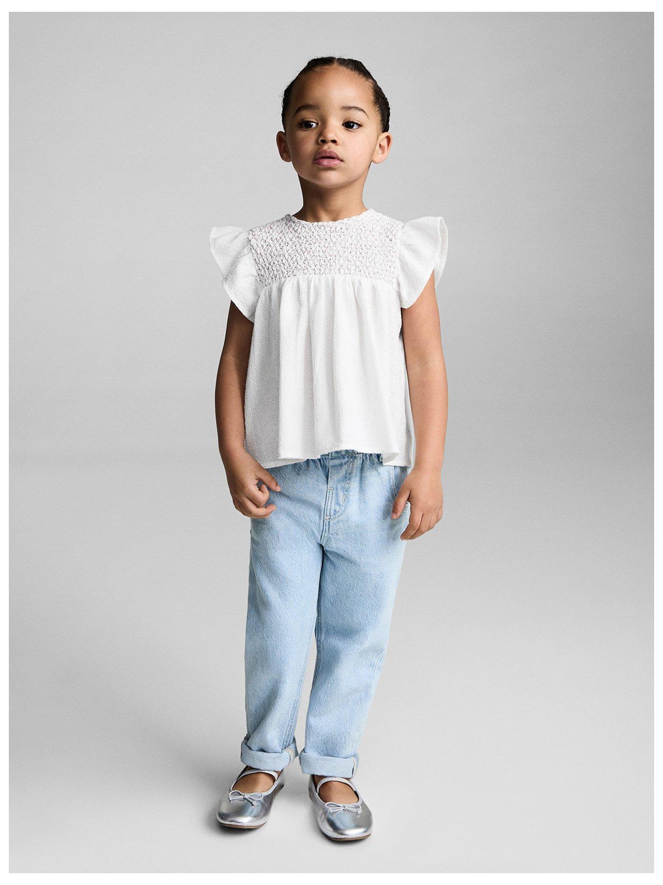 Mango Younger Girls Embroidered Frill Blouse - White