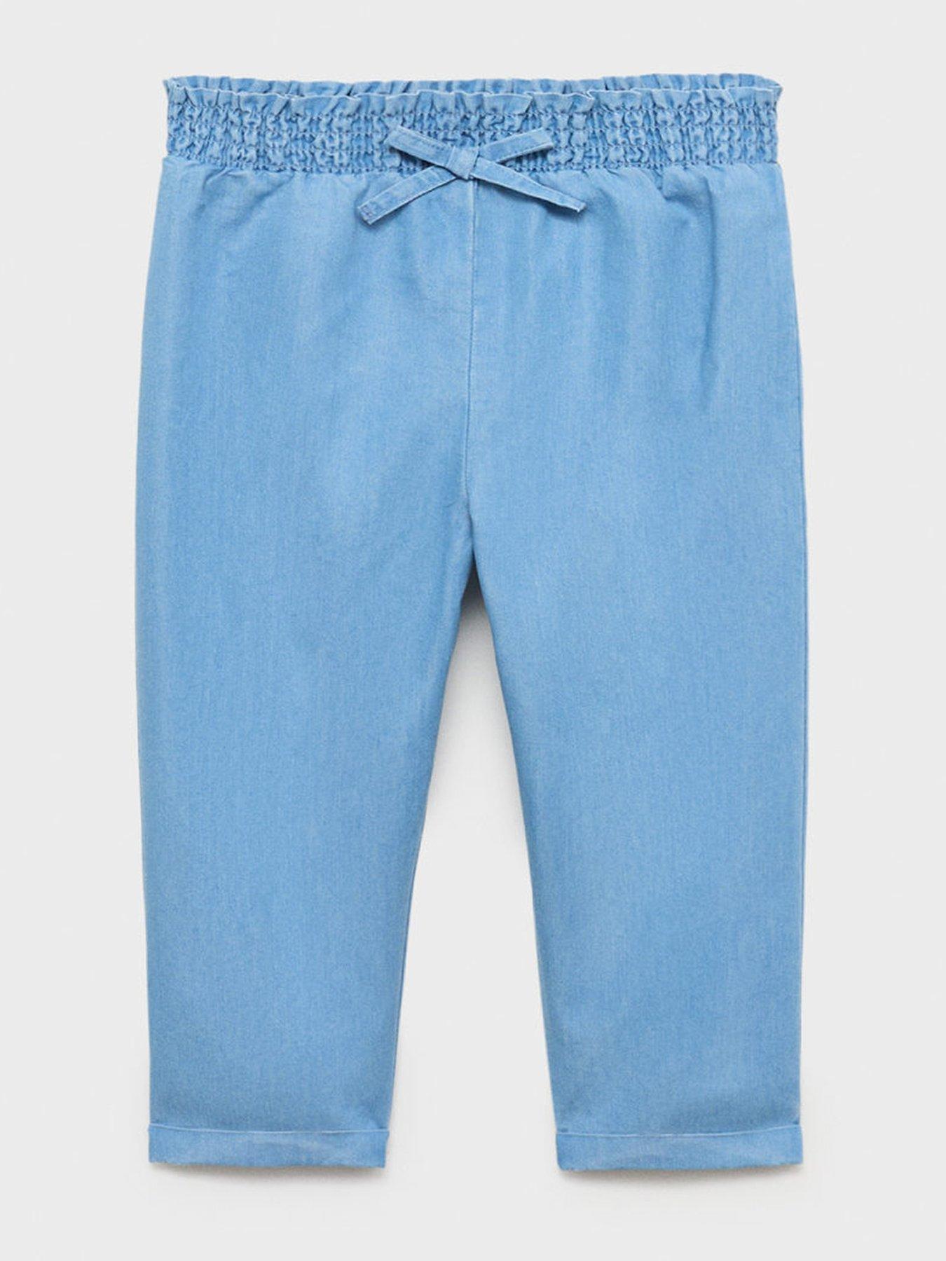 Image of Mango Younger Girls Chambray Trousers - Blue
