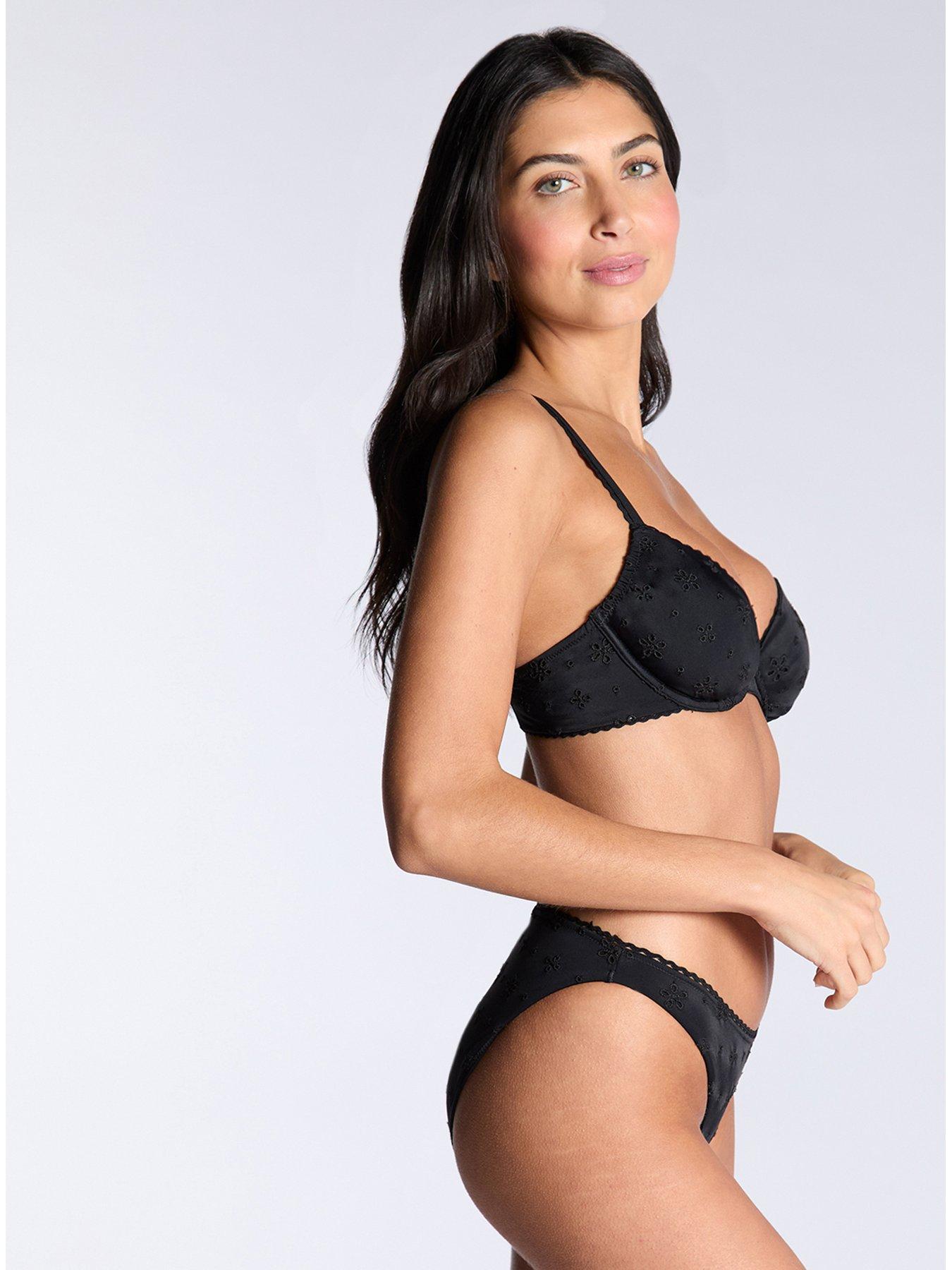 Image 3 of 3 of Boux Avenue Alba Broderie Bikini Top - Black