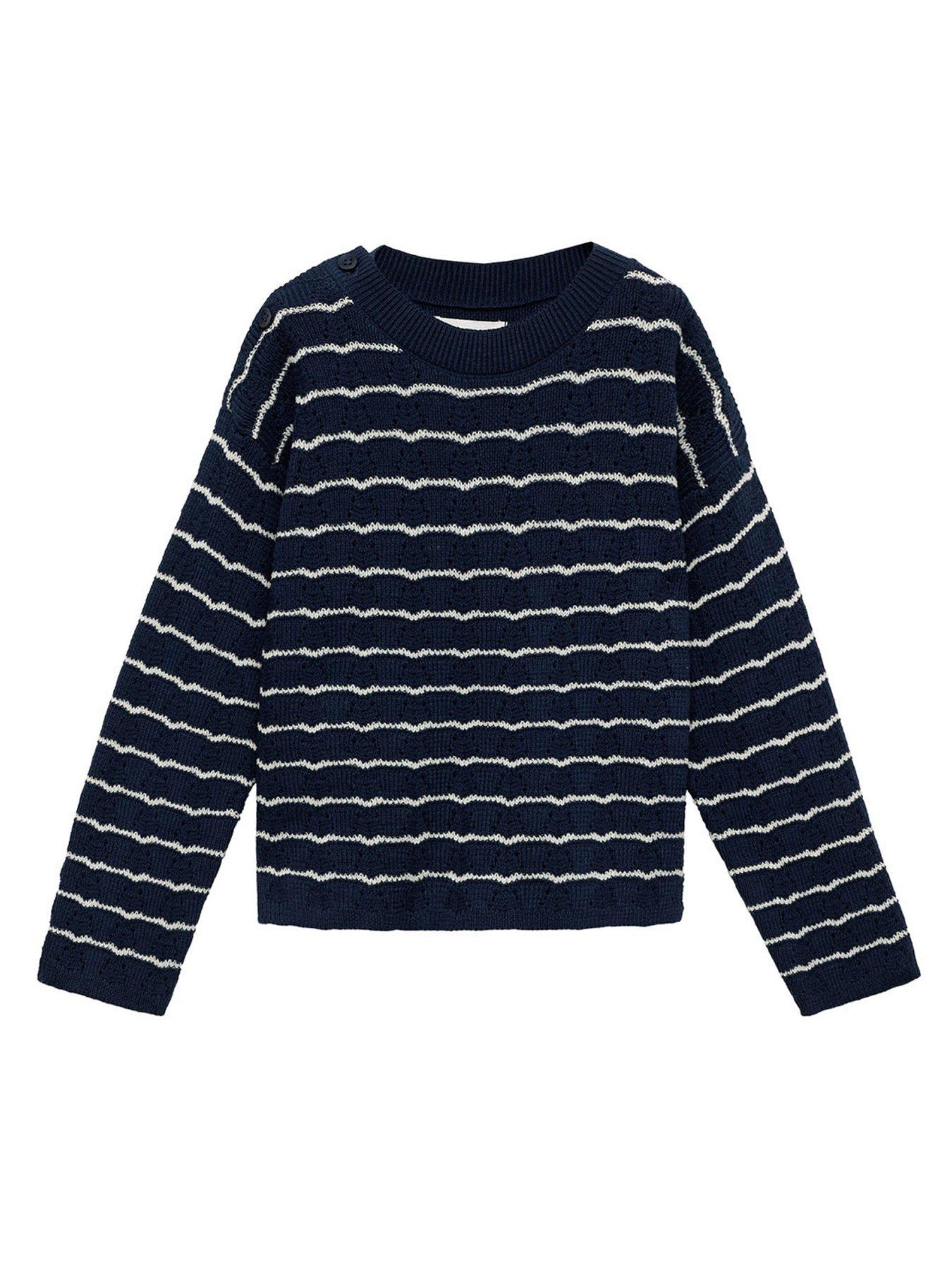 Image 1 of 5 of Mango Younger Girls Knitted Ula Co-Ord Jumper - Navy