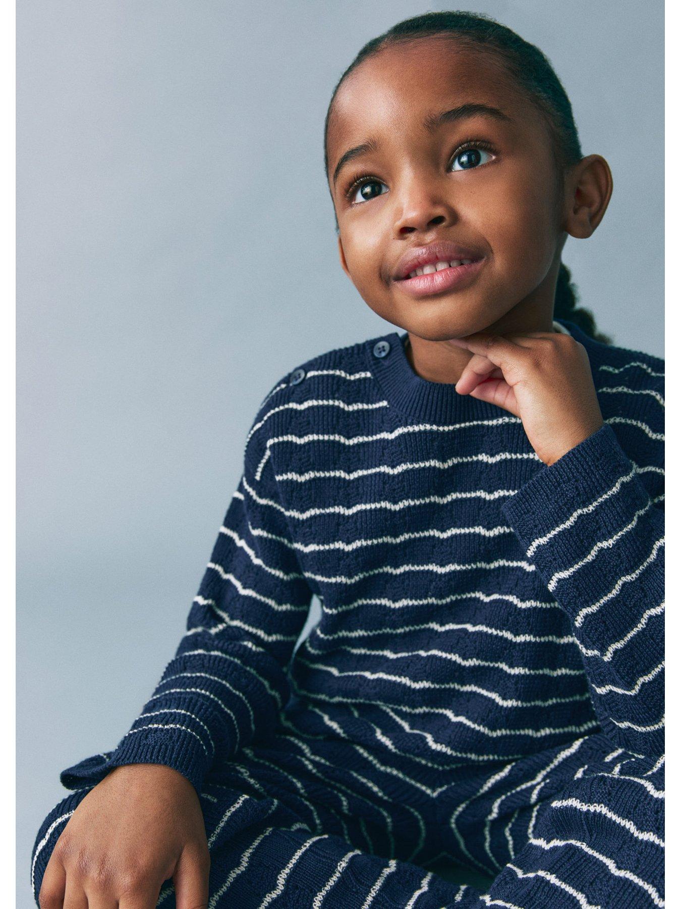 Image 2 of 5 of Mango Younger Girls Knitted Ula Co-Ord Jumper - Navy