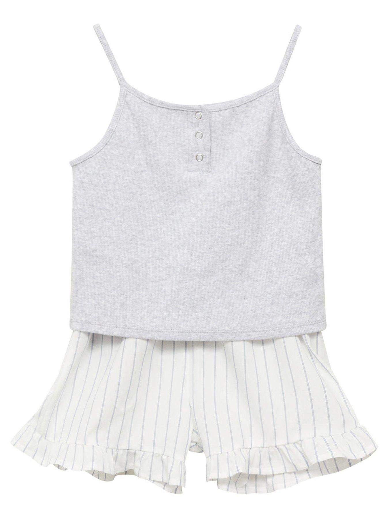 Image of Mango Girls Strappy Shorty Pyjamas - Grey