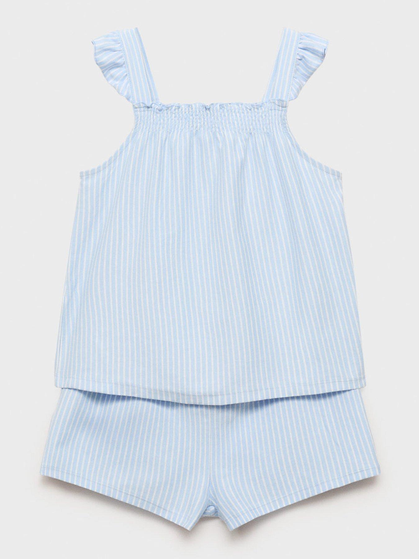 Image of Mango Girls Stripe Shorty Pyjamas - Blue