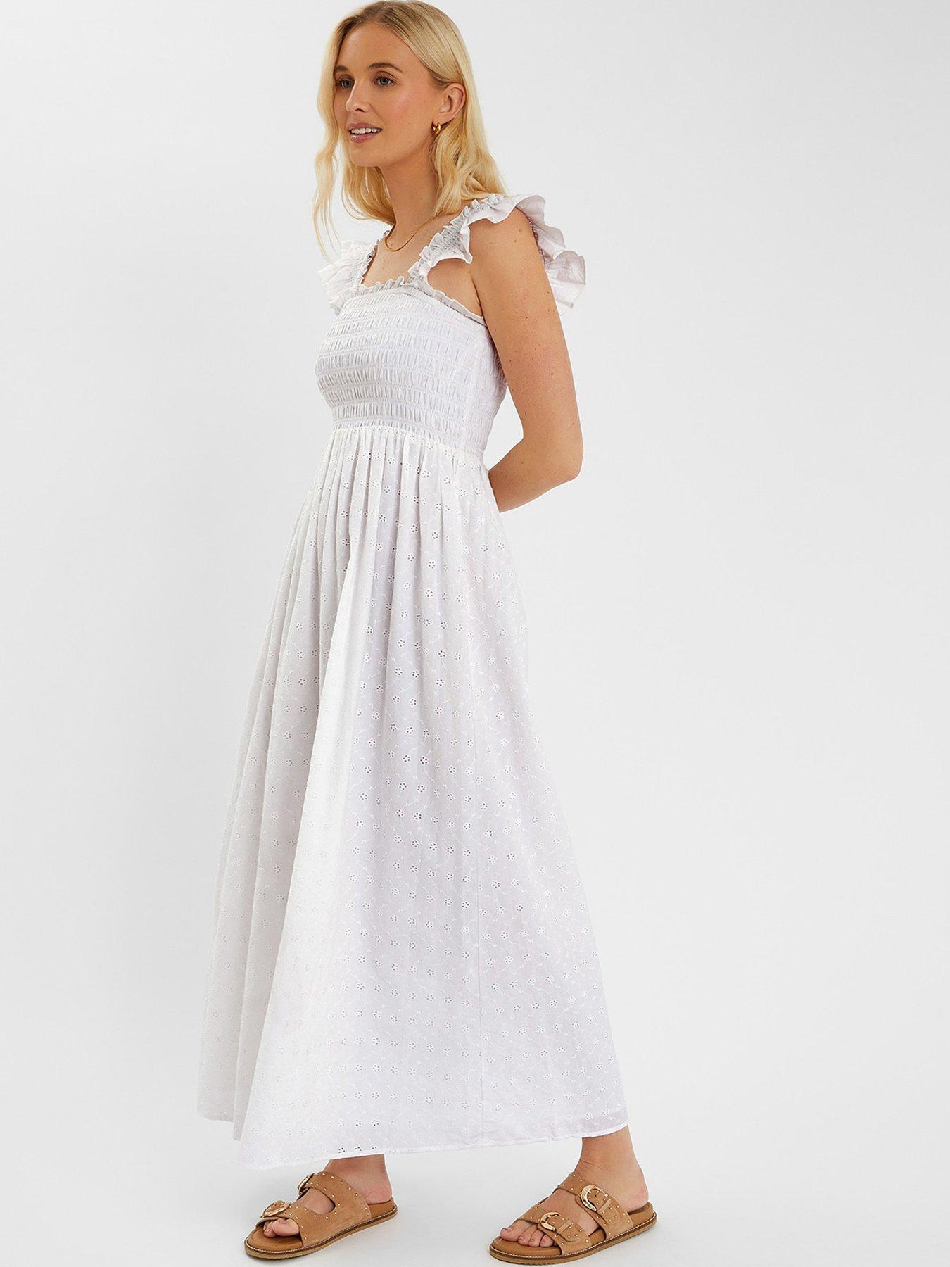 Image 1 of 4 of Accessorize Schiffly Frill Shoulder - White